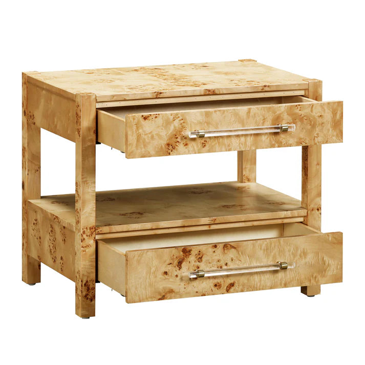 Table de chevet à 2 tiroirs en érable piqué Brandyss