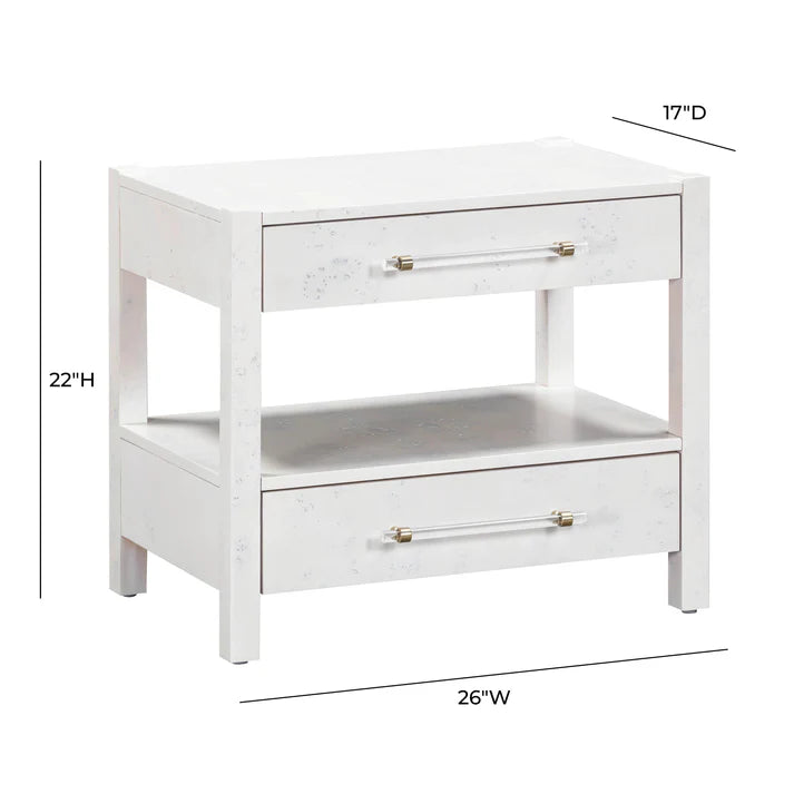 Table de chevet à 2 tiroirs en érable piqué Brandyss