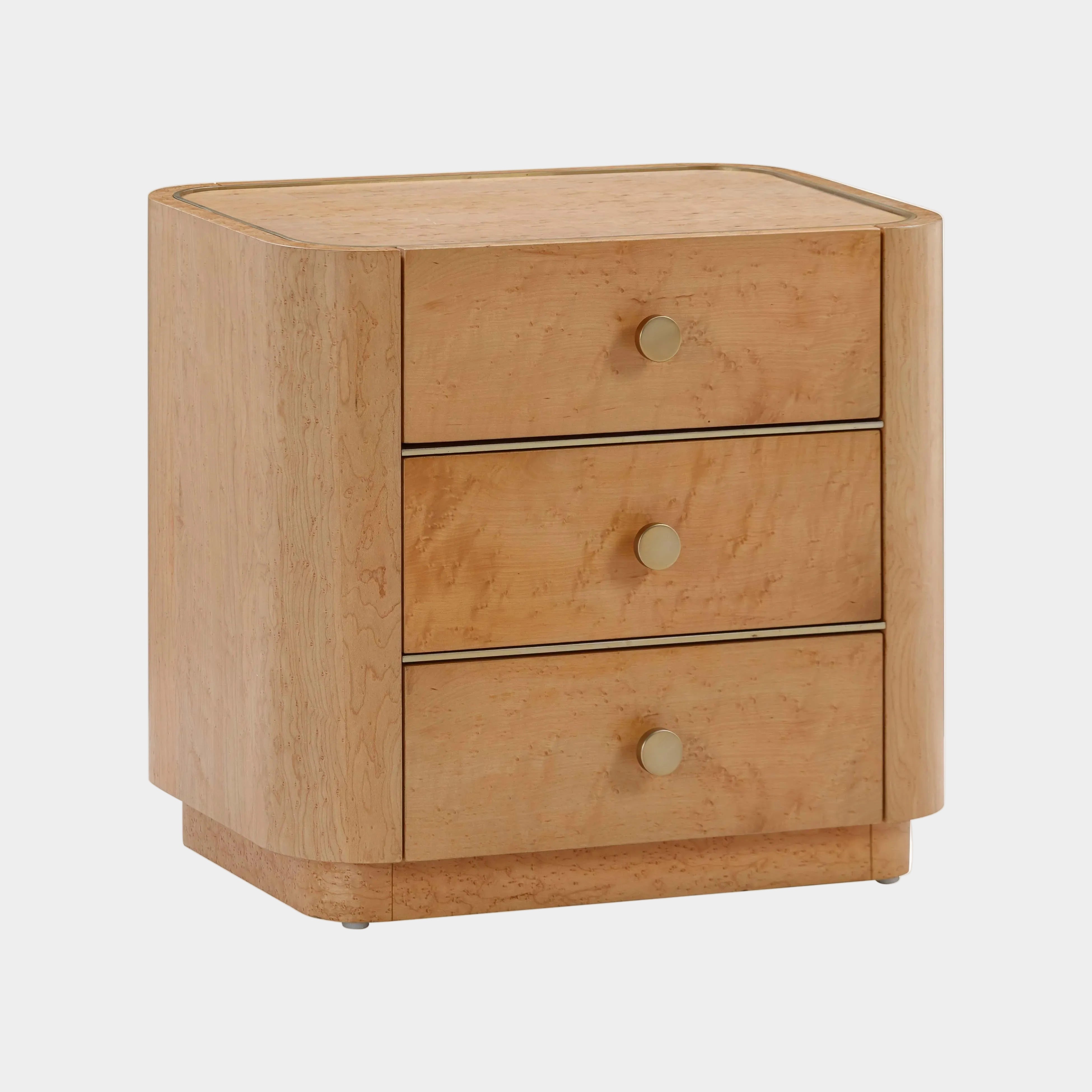 Abigail 22" Natural Birdseye Maple 3-Drawer Nightstand