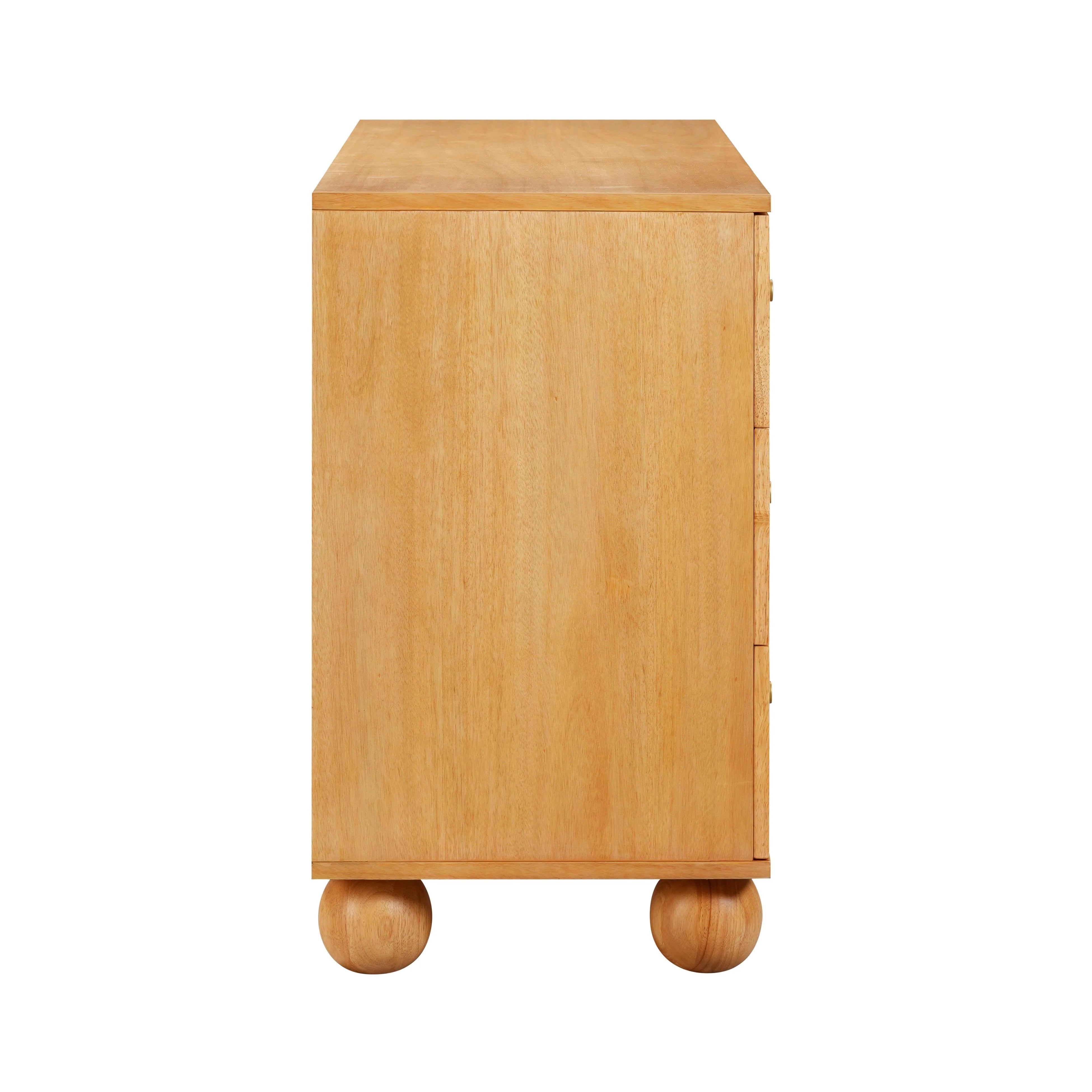 Commode ondulée en bois naturel et rotin Grappa