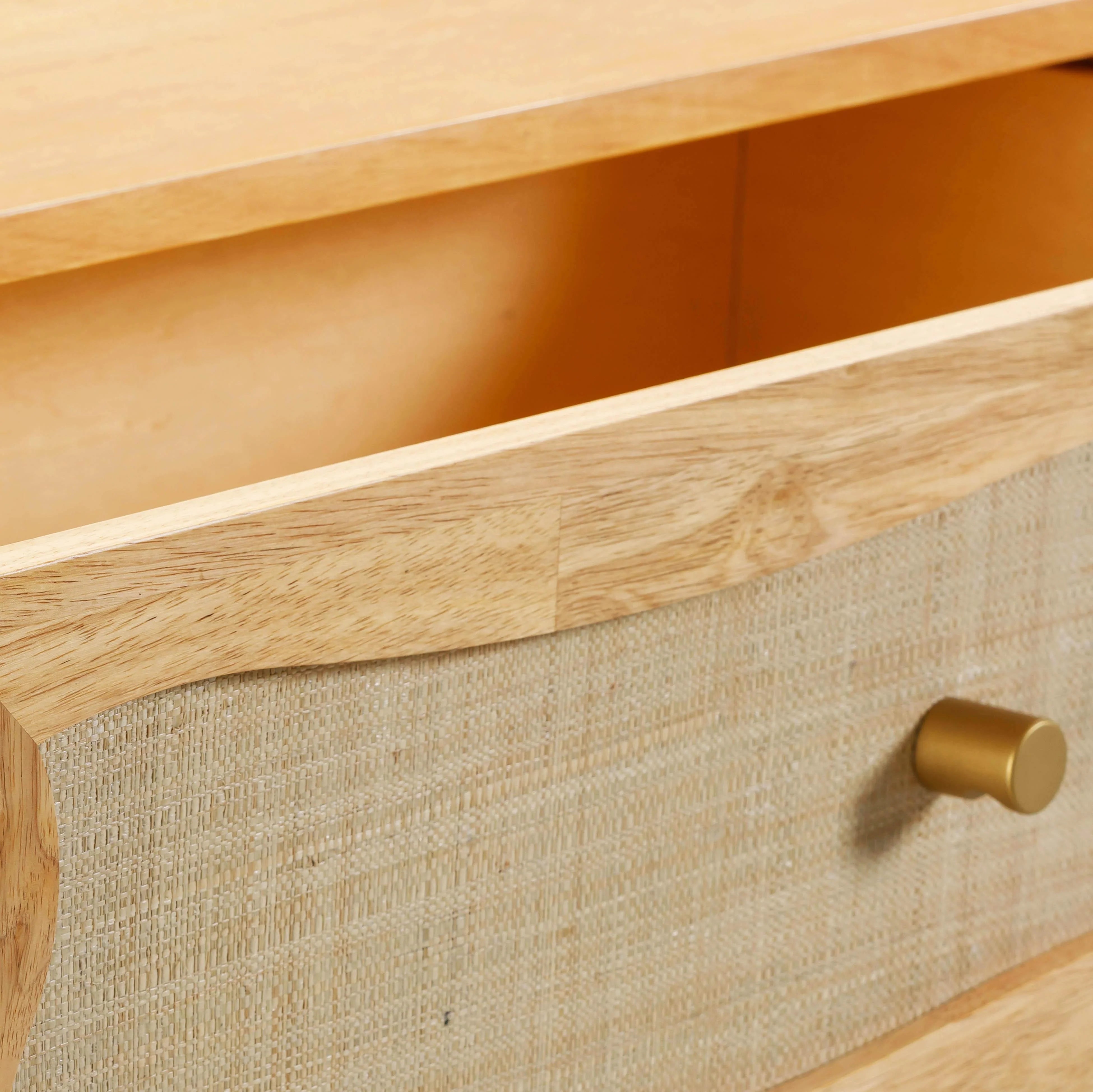 Commode ondulée en bois naturel et rotin Grappa