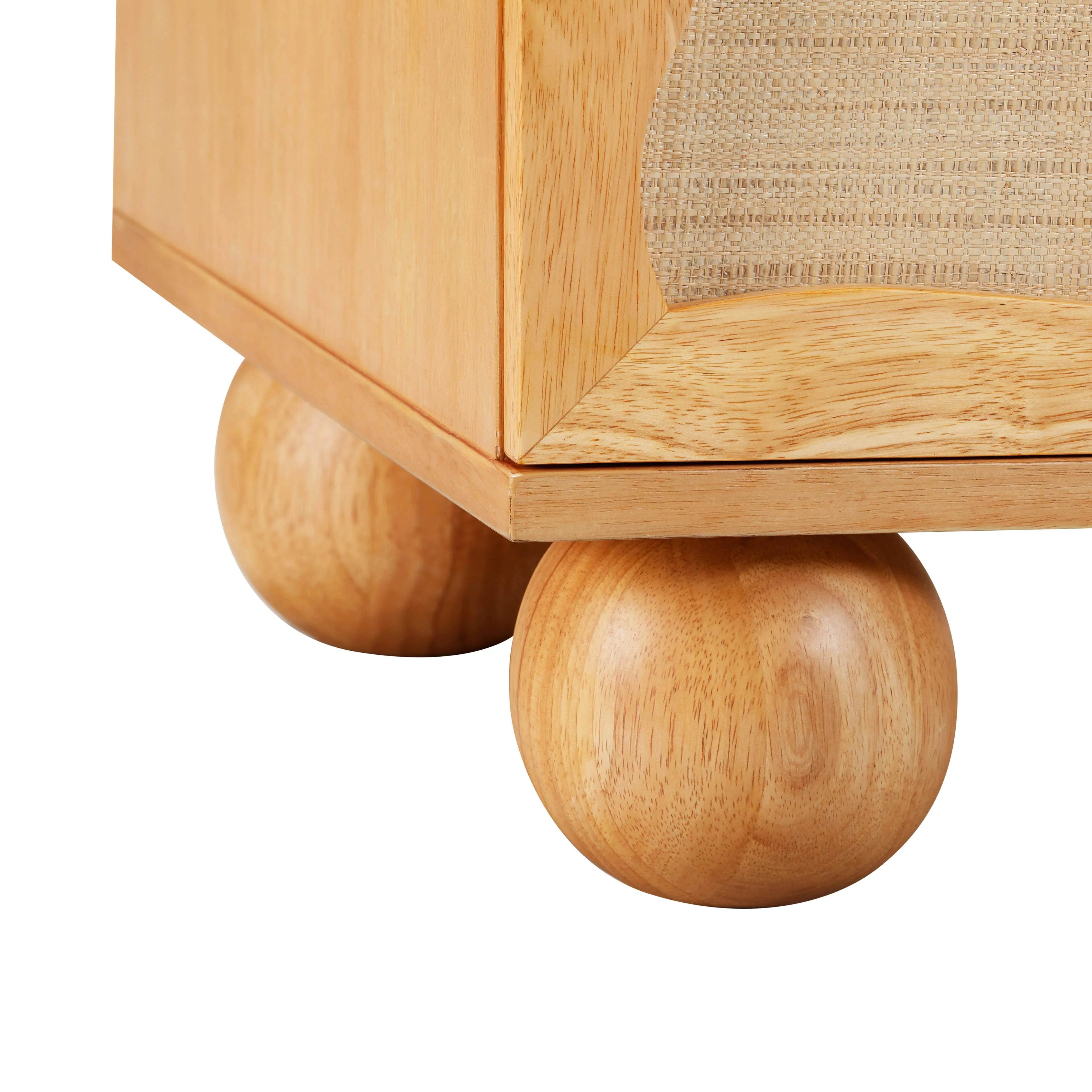Commode ondulée en bois naturel et rotin Grappa