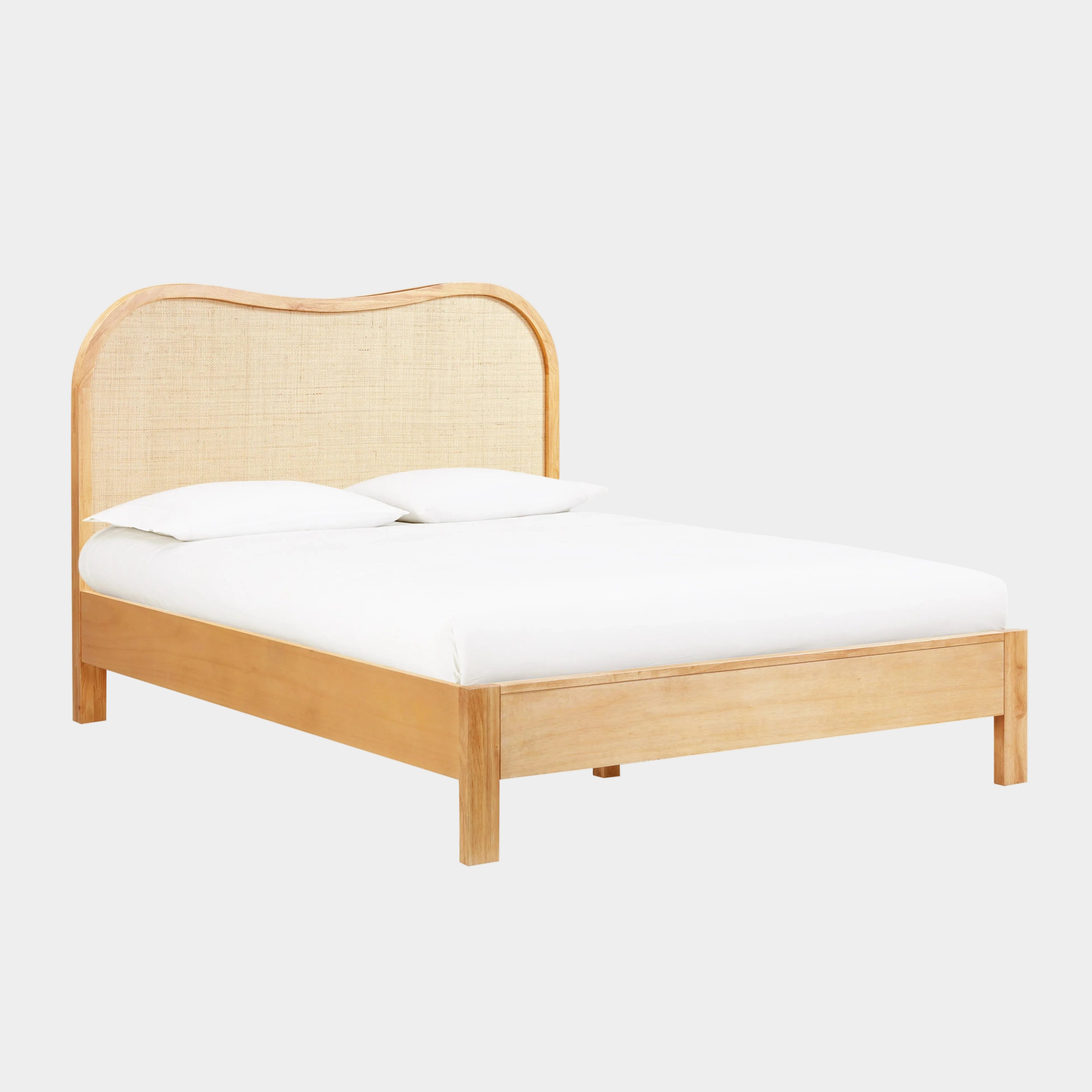 Lit Queen en bois naturel et rotin Grappa