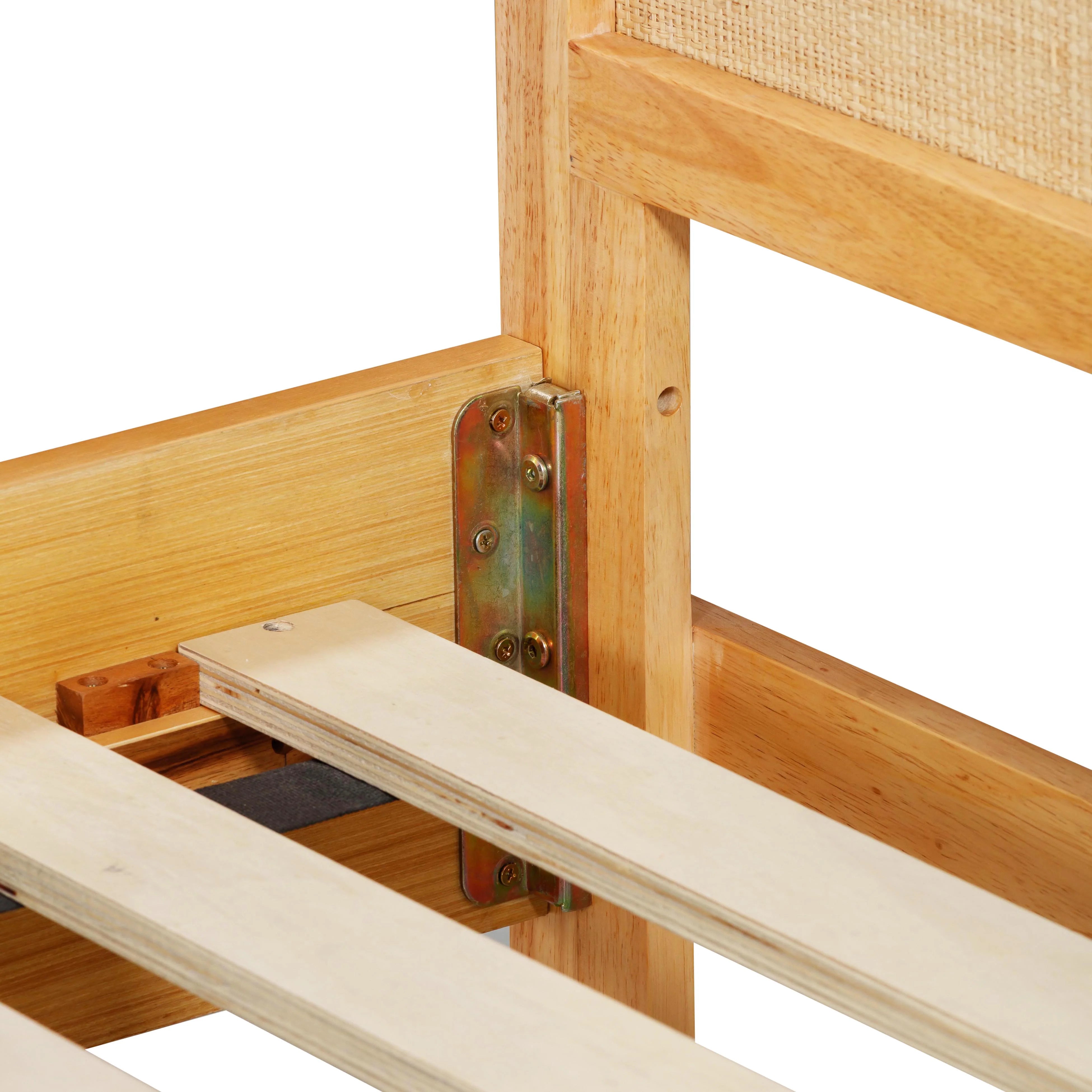 Lit Queen en bois naturel et rotin Grappa