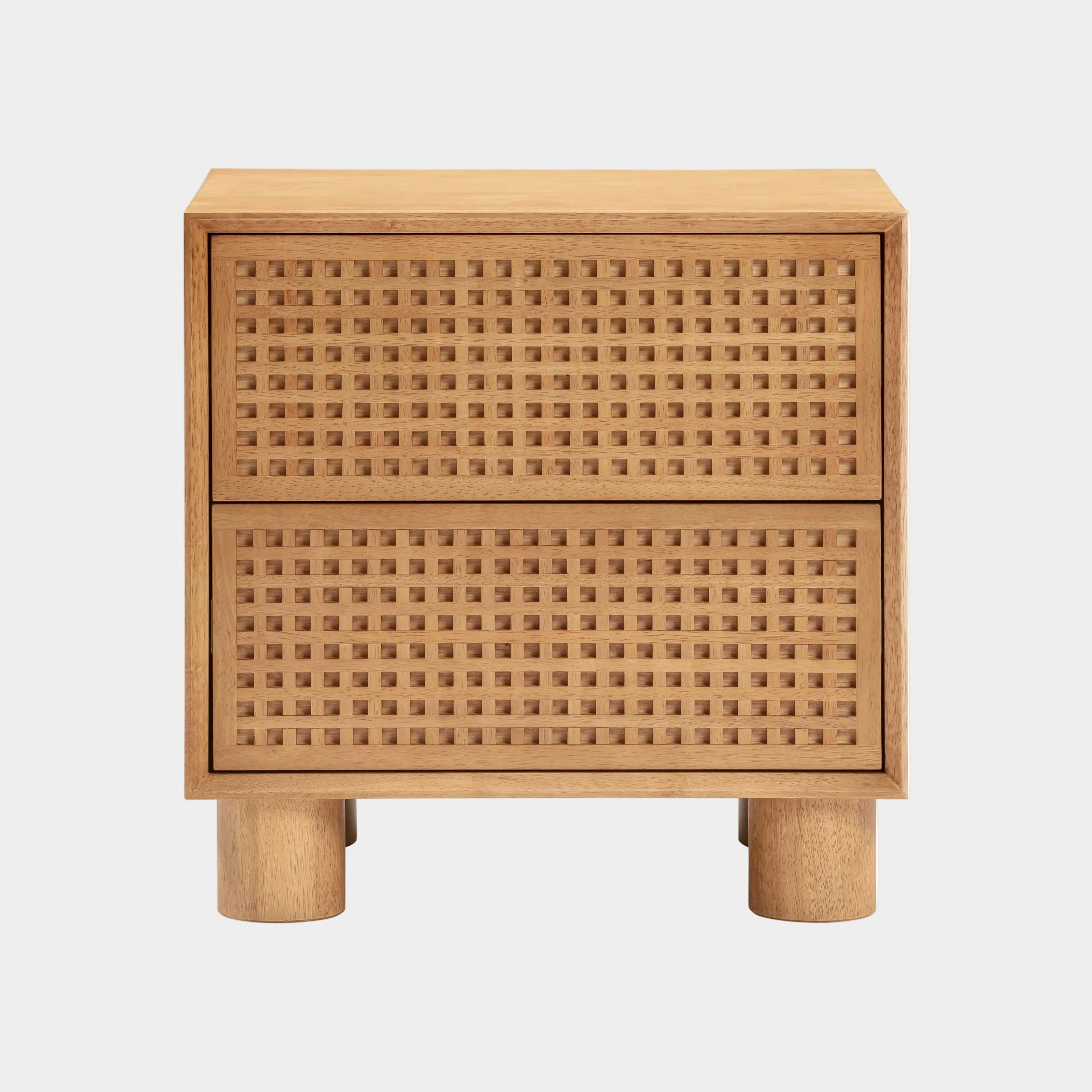 Miles 22" Natural Wood 2-Drawer Nightstand