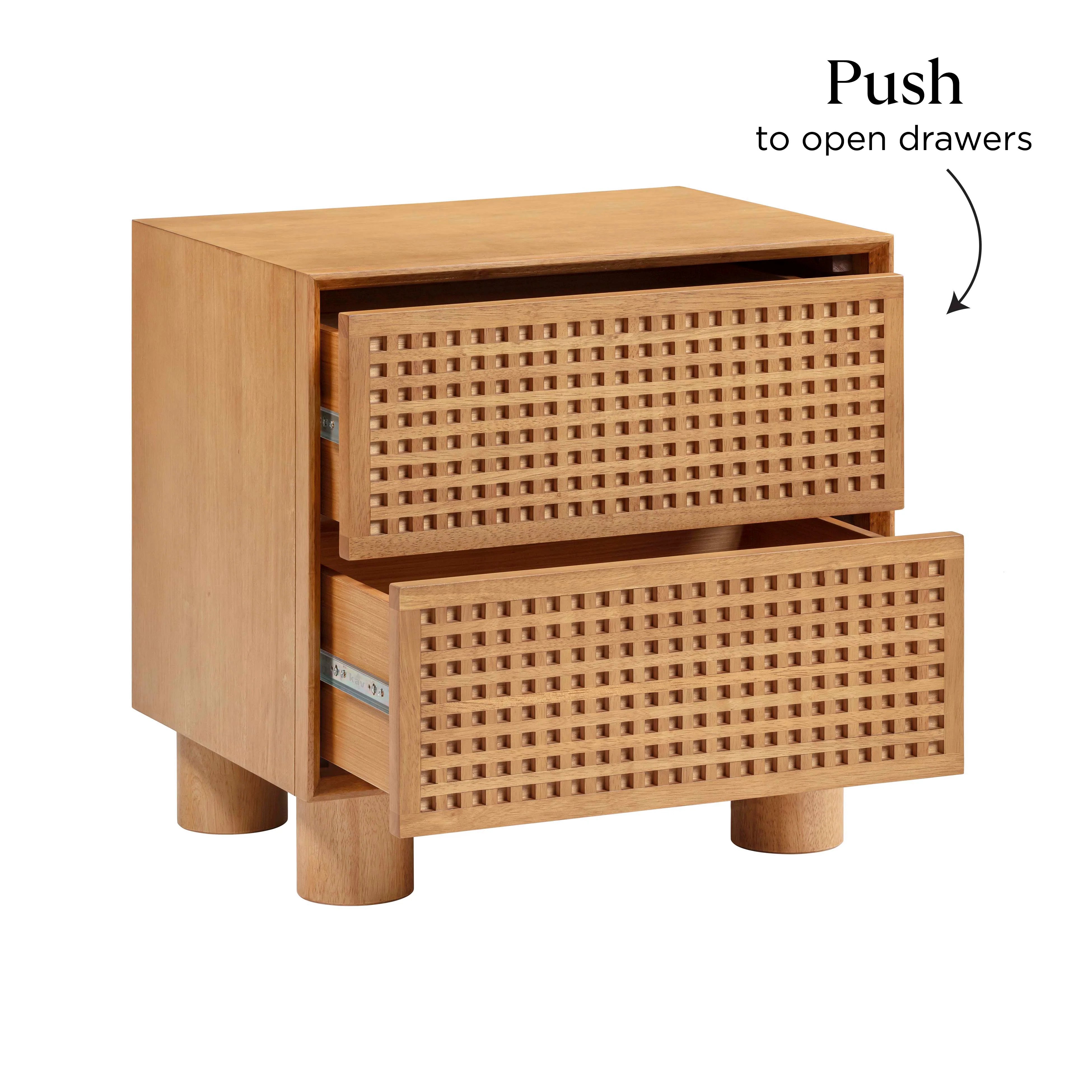 Table de nuit en bois d'hévéa naturel Miles
