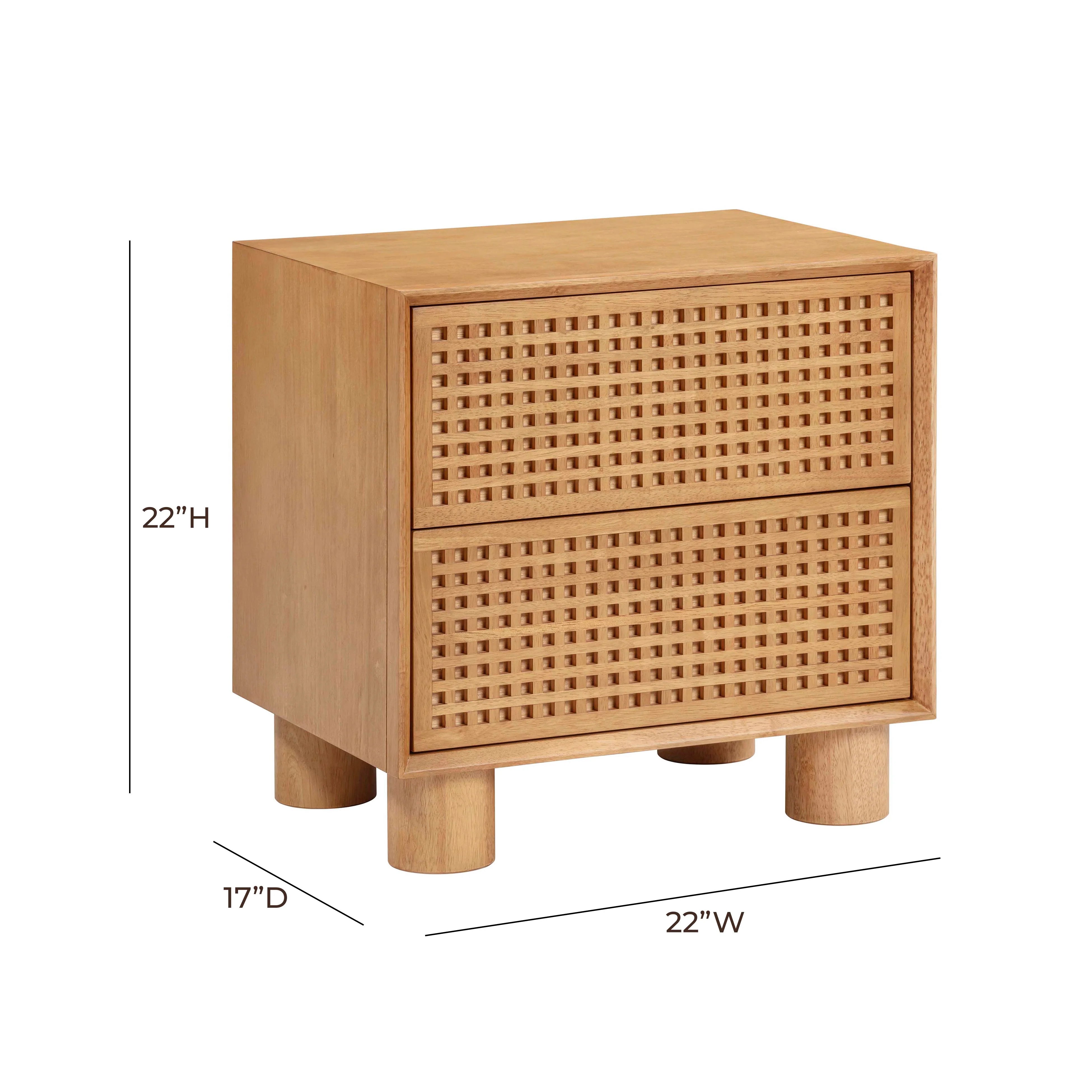 Table de nuit en bois d'hévéa naturel Miles