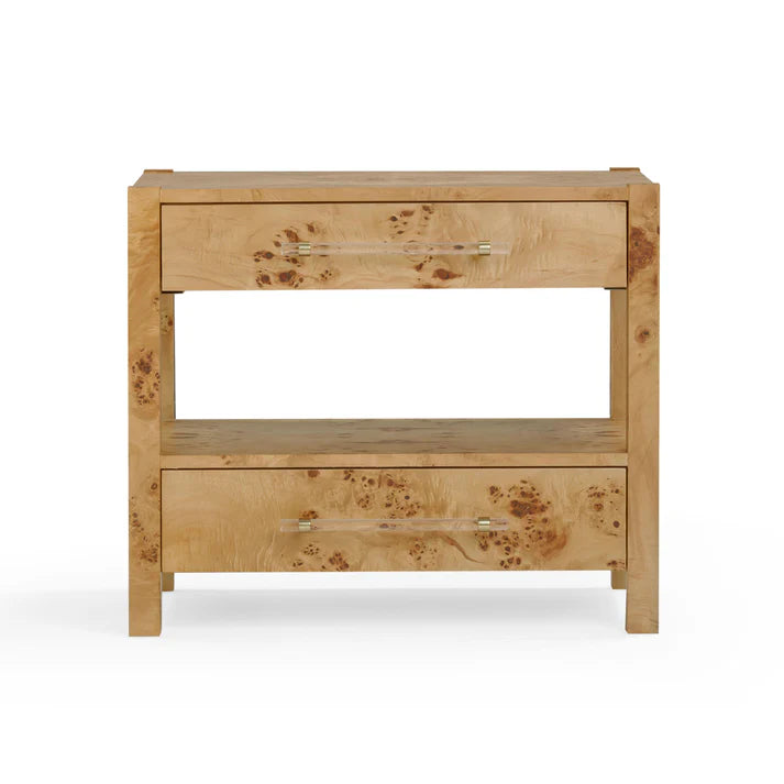 Table de chevet à 2 tiroirs en érable piqué Brandyss