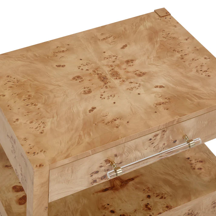 Table de chevet à 2 tiroirs en érable piqué Brandyss