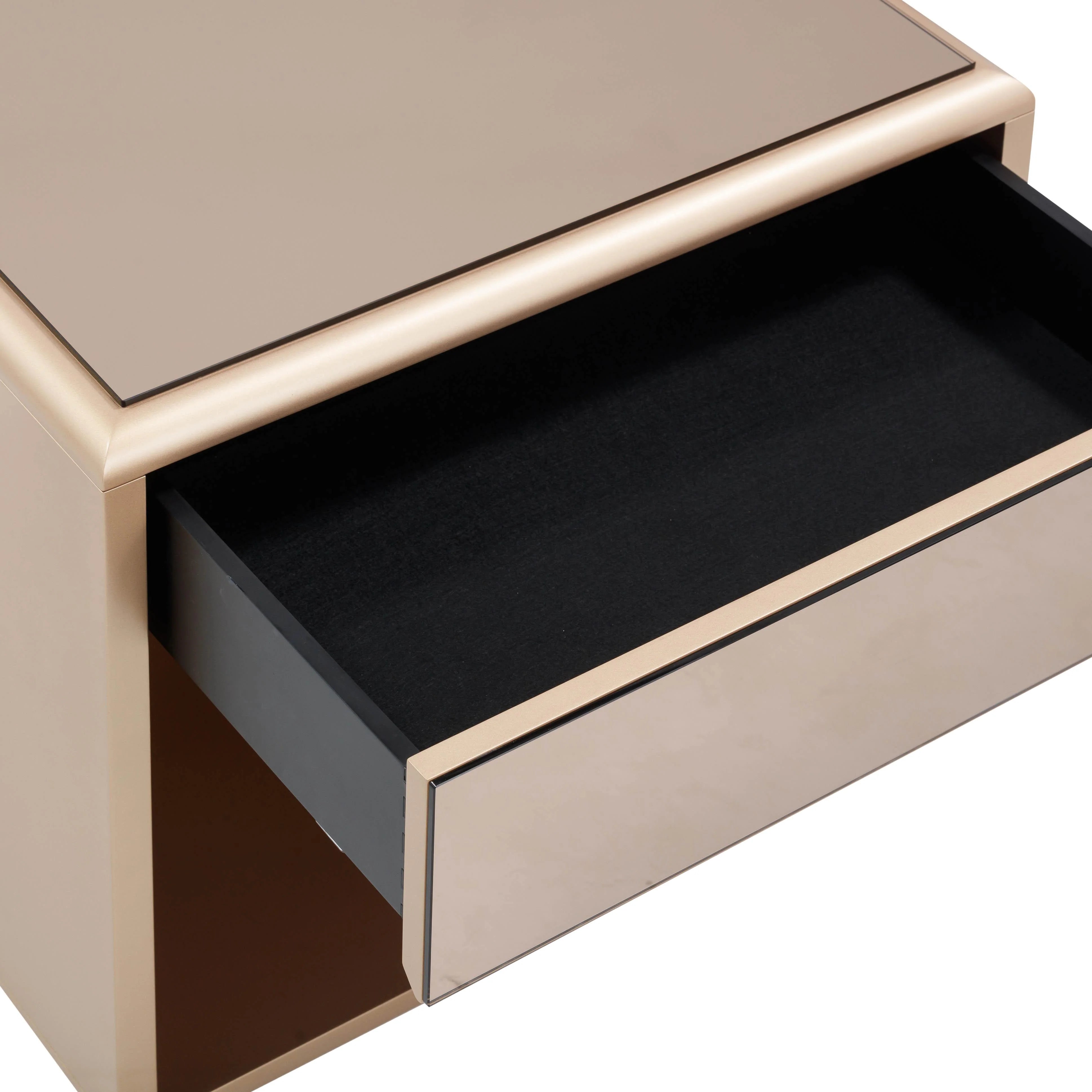 Martha 25" Taupe Mirrored Nightstand With Drawer