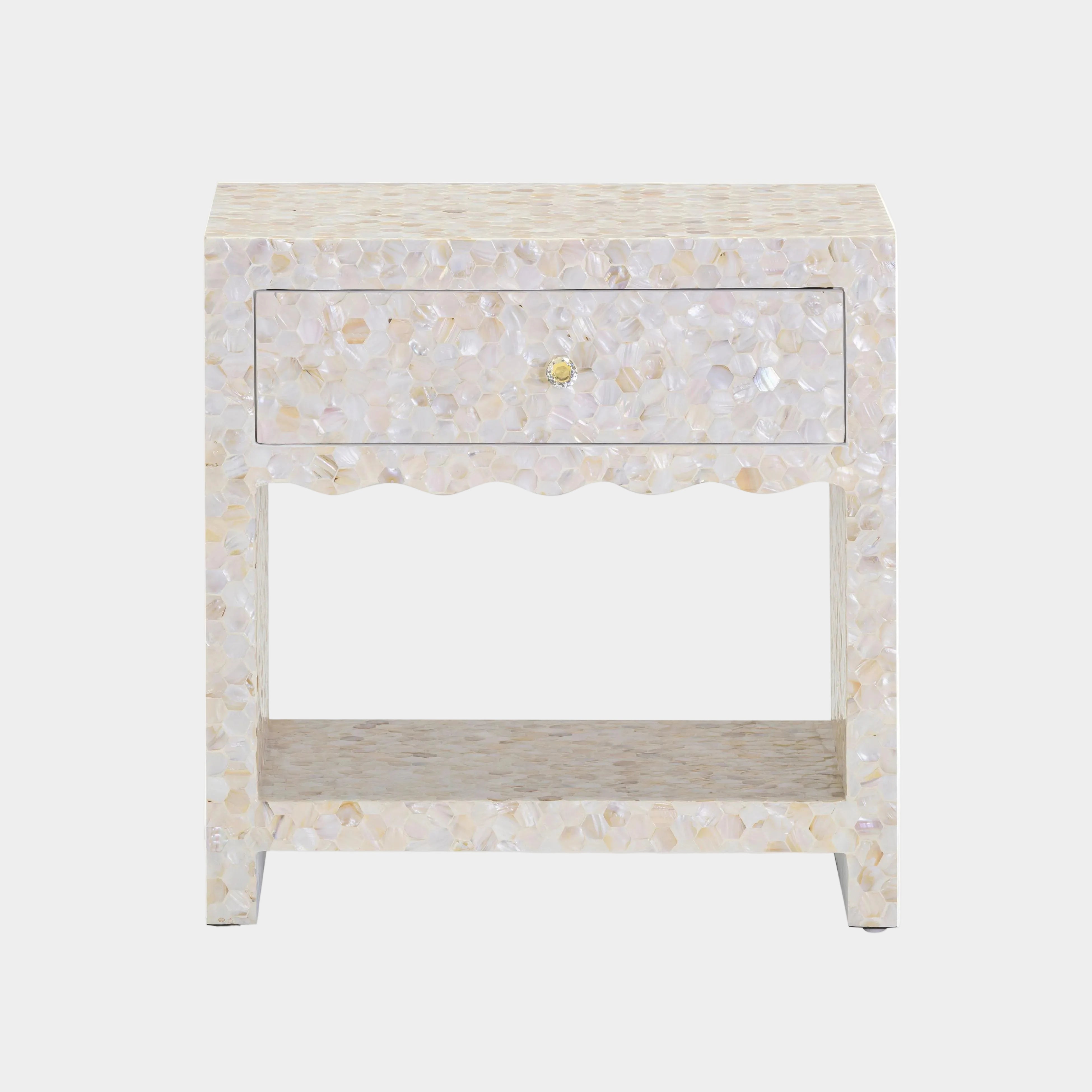 Piara 22" Natural Mother of Pearl Inlaid Nightstand With Drawer