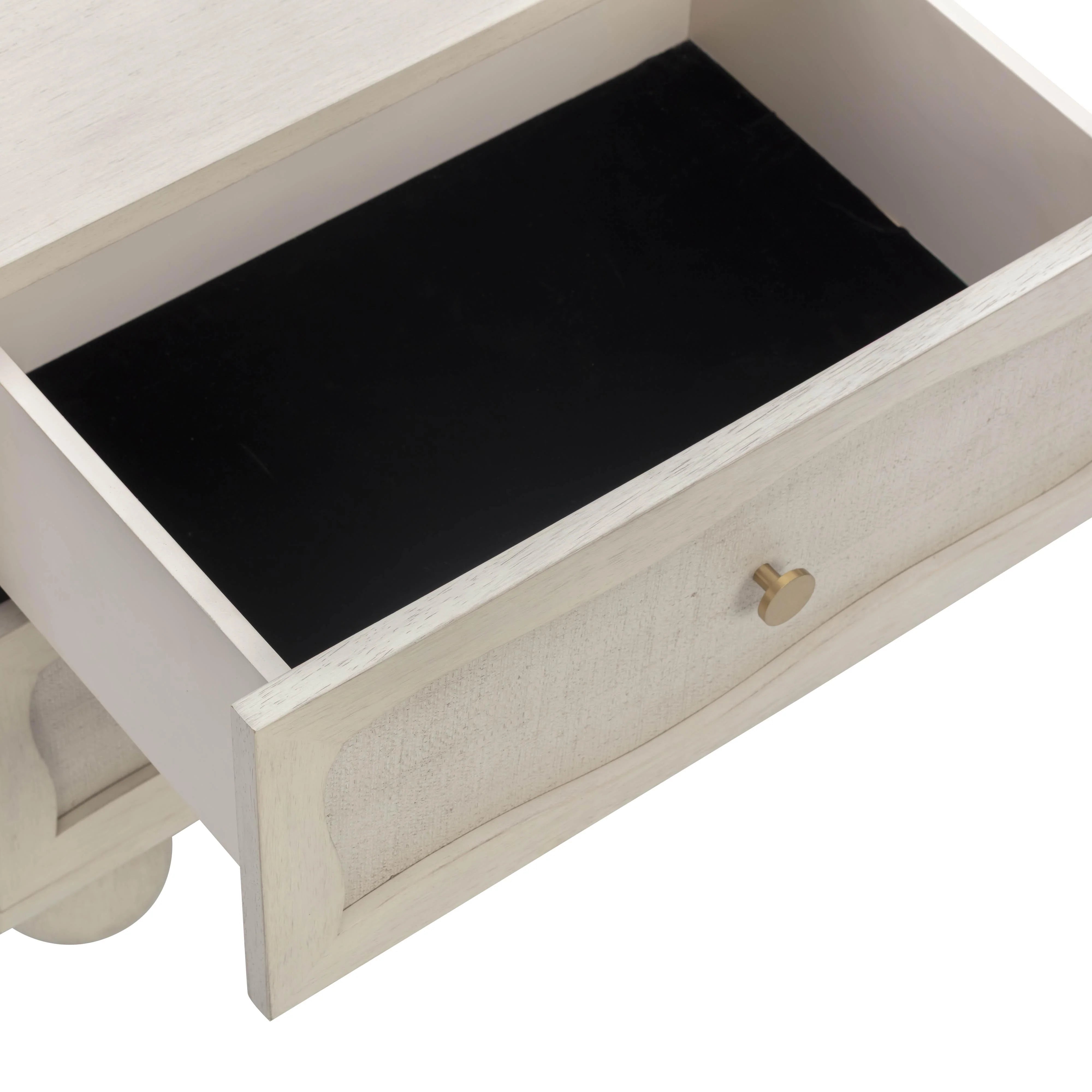 Grappa 22" Wood & Raffia Wavy 2-Drawer Nightstand