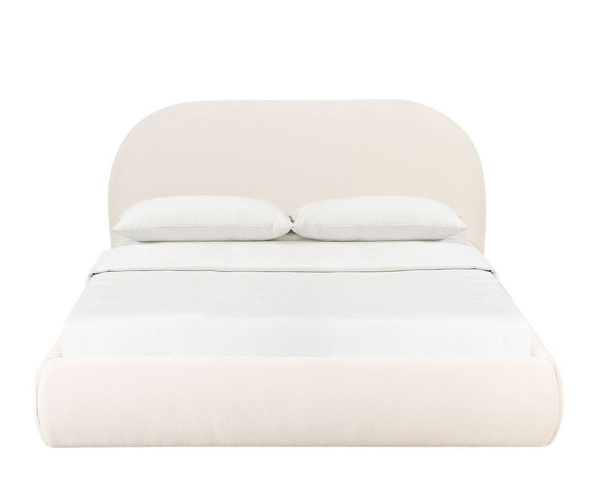 Bara Cream Textured Velvet  Bed