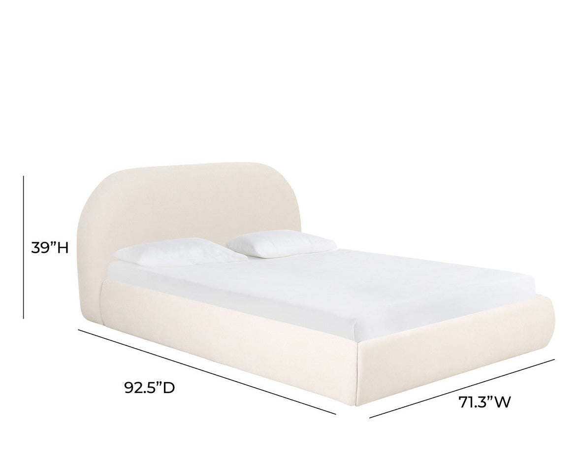 Lit en velours texturé crème Bara