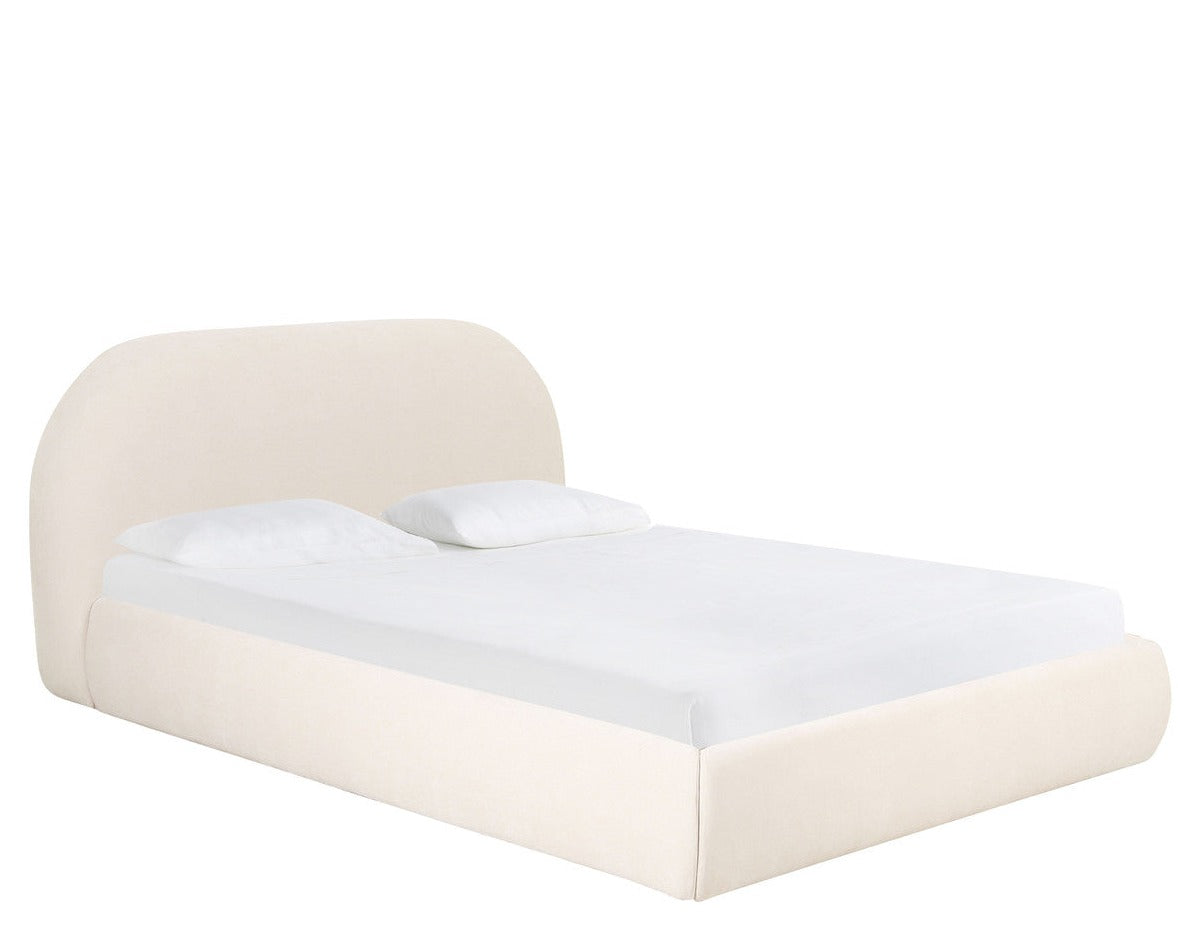 Bara Cream Textured Velvet  Bed