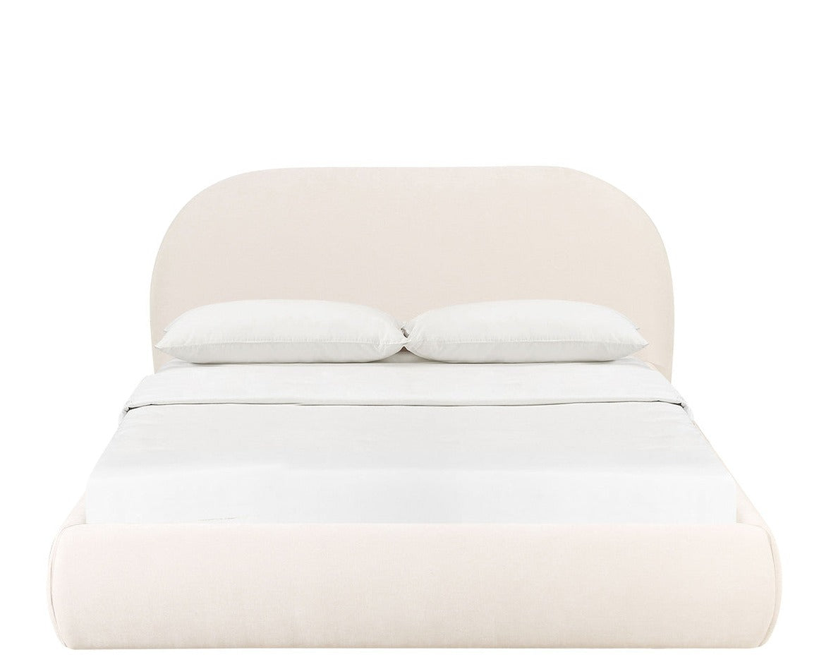 Bara Cream Textured Velvet  Bed