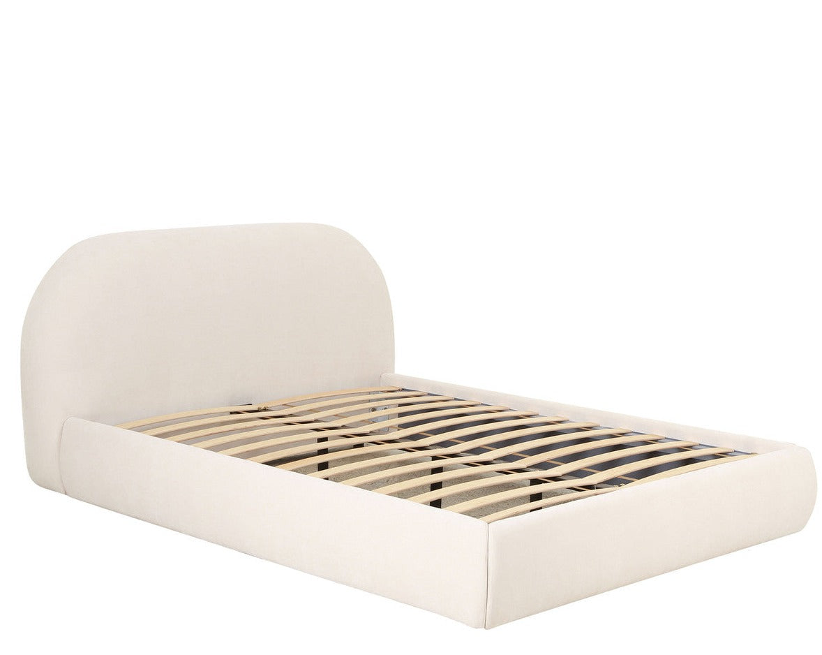 Bara Cream Textured Velvet  Bed