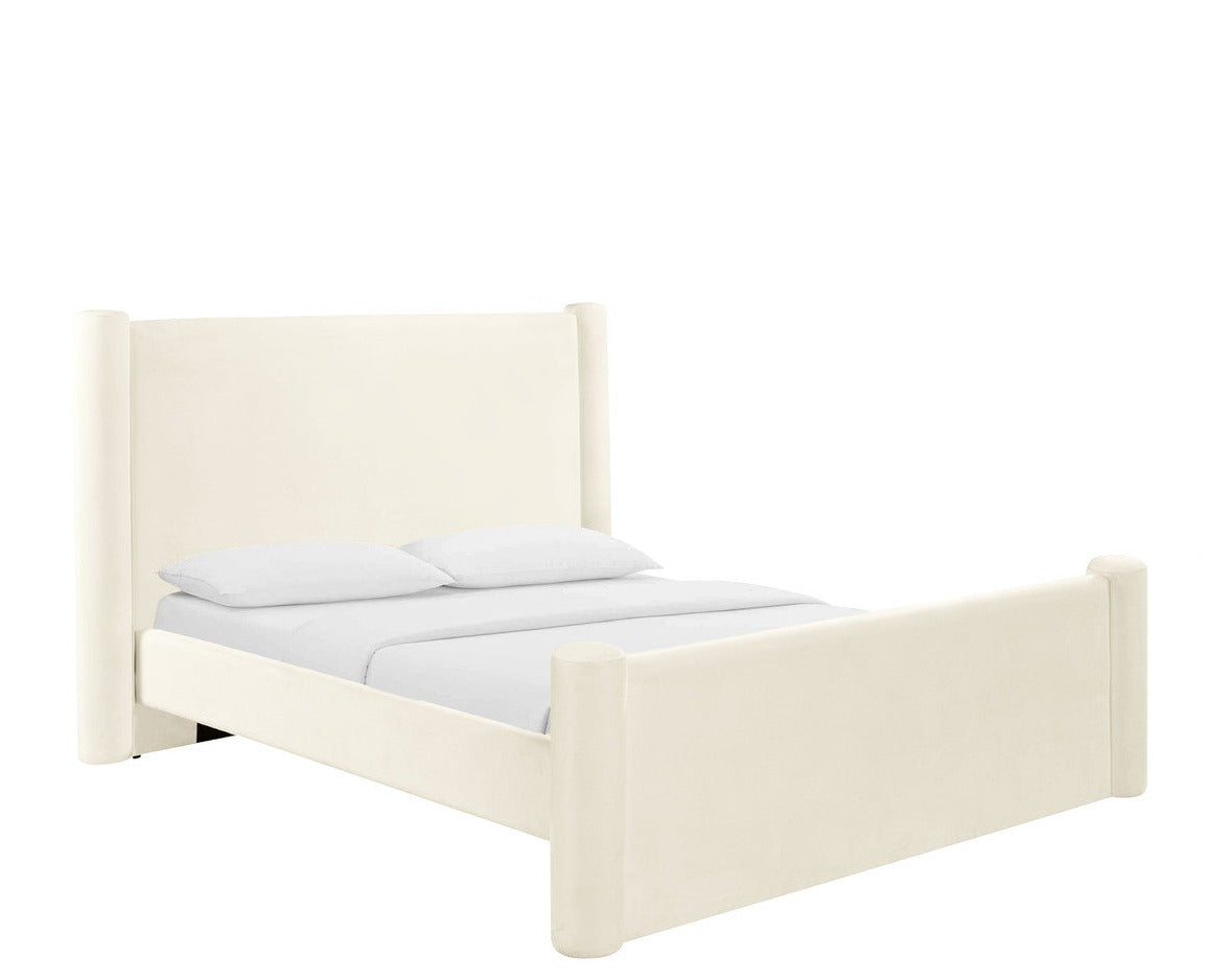 Lit Athara en velours crème
