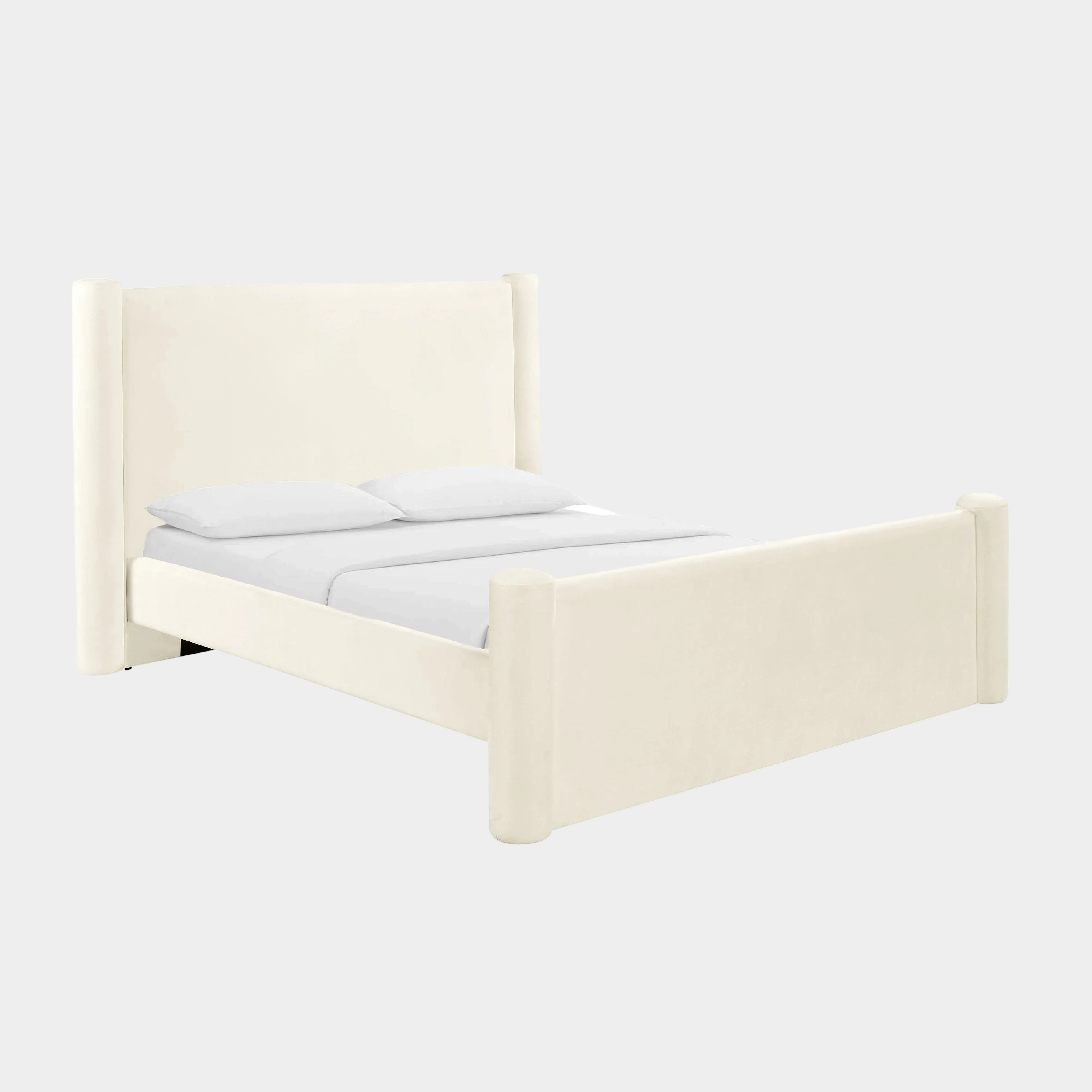 Athara Cream Velvet Bed