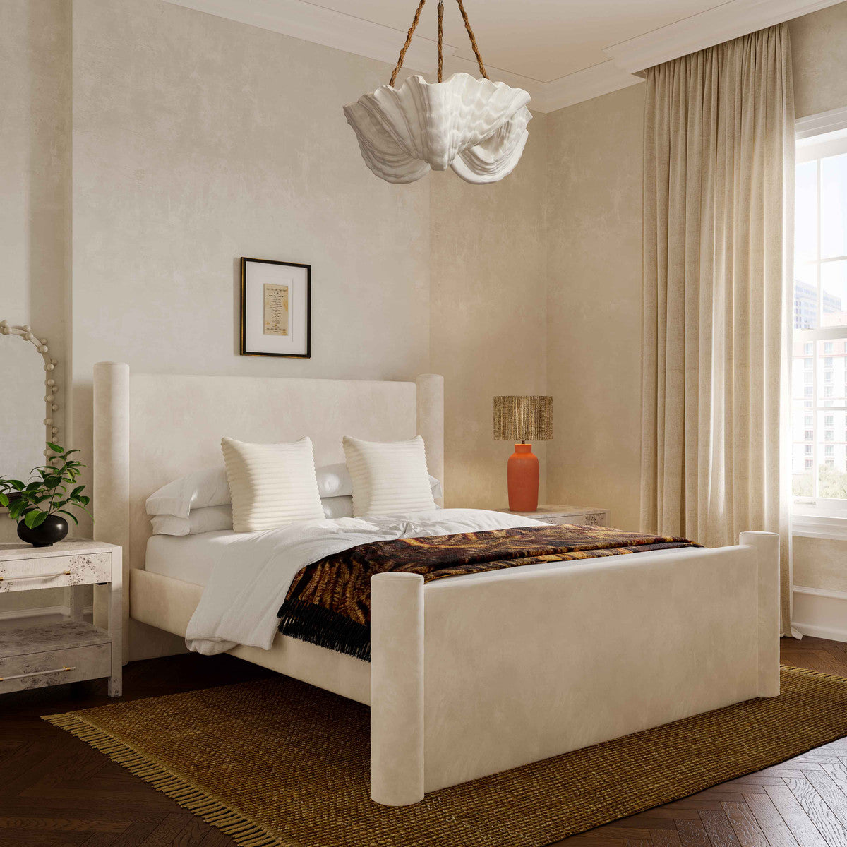 Lit Athara en velours crème