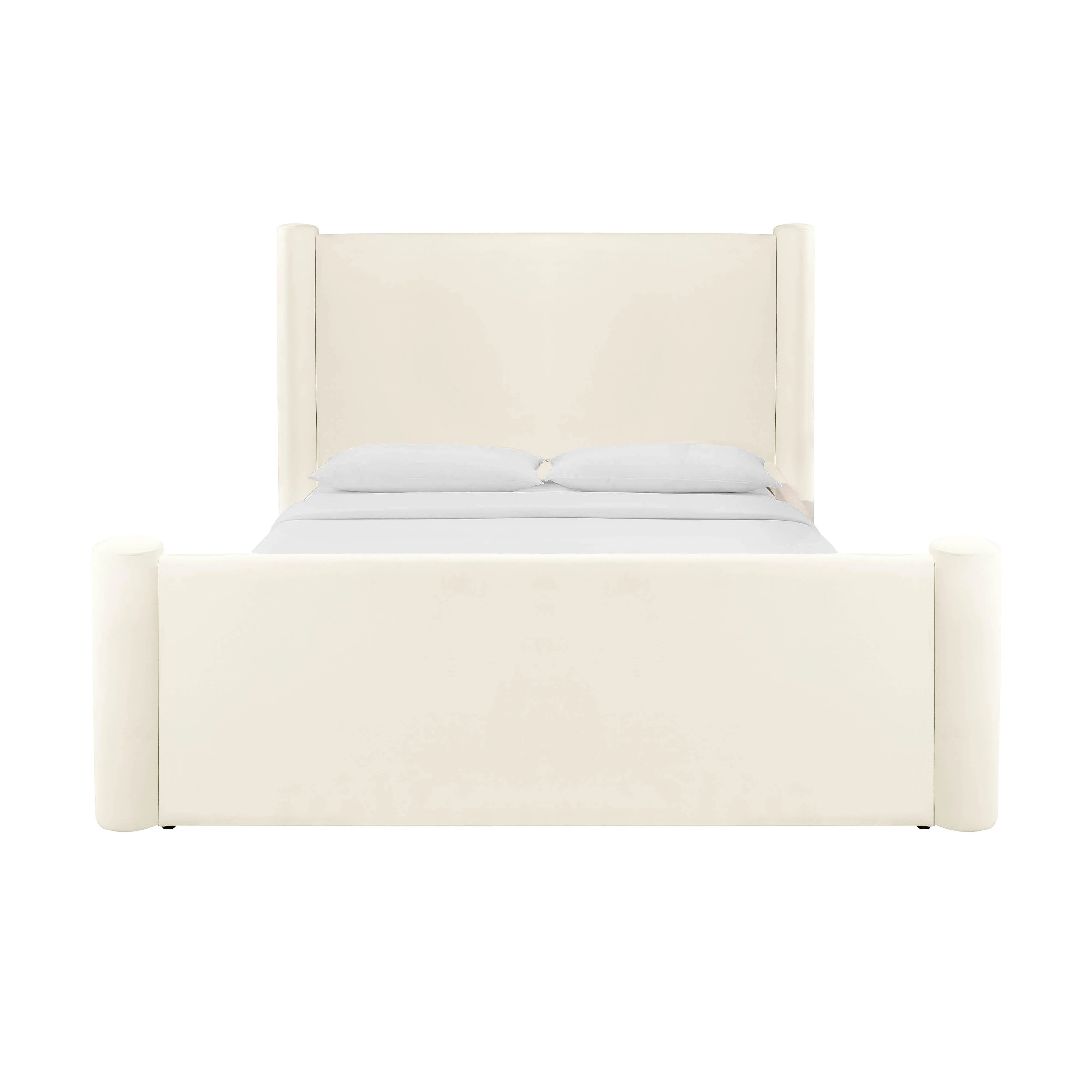 Athara Cream Velvet Bed