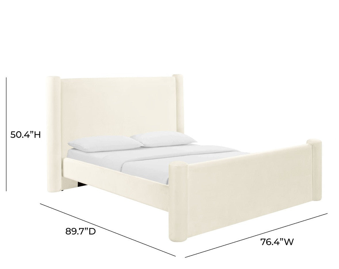 Athara Cream Velvet Bed