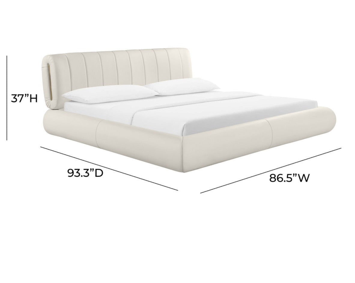 Karol Cream Vegan Leather Bed