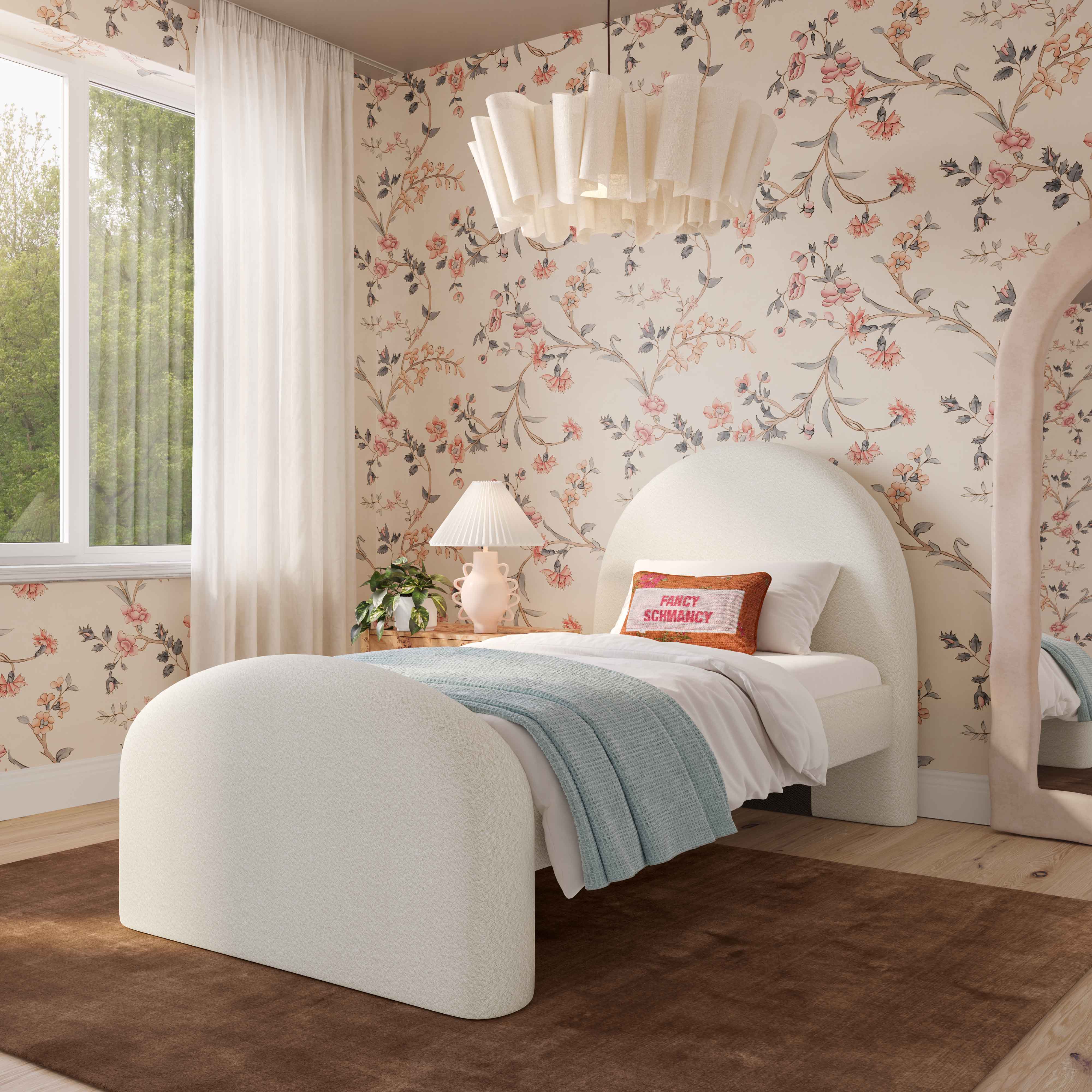 Moon Cream Performance Boucle Twin Bed