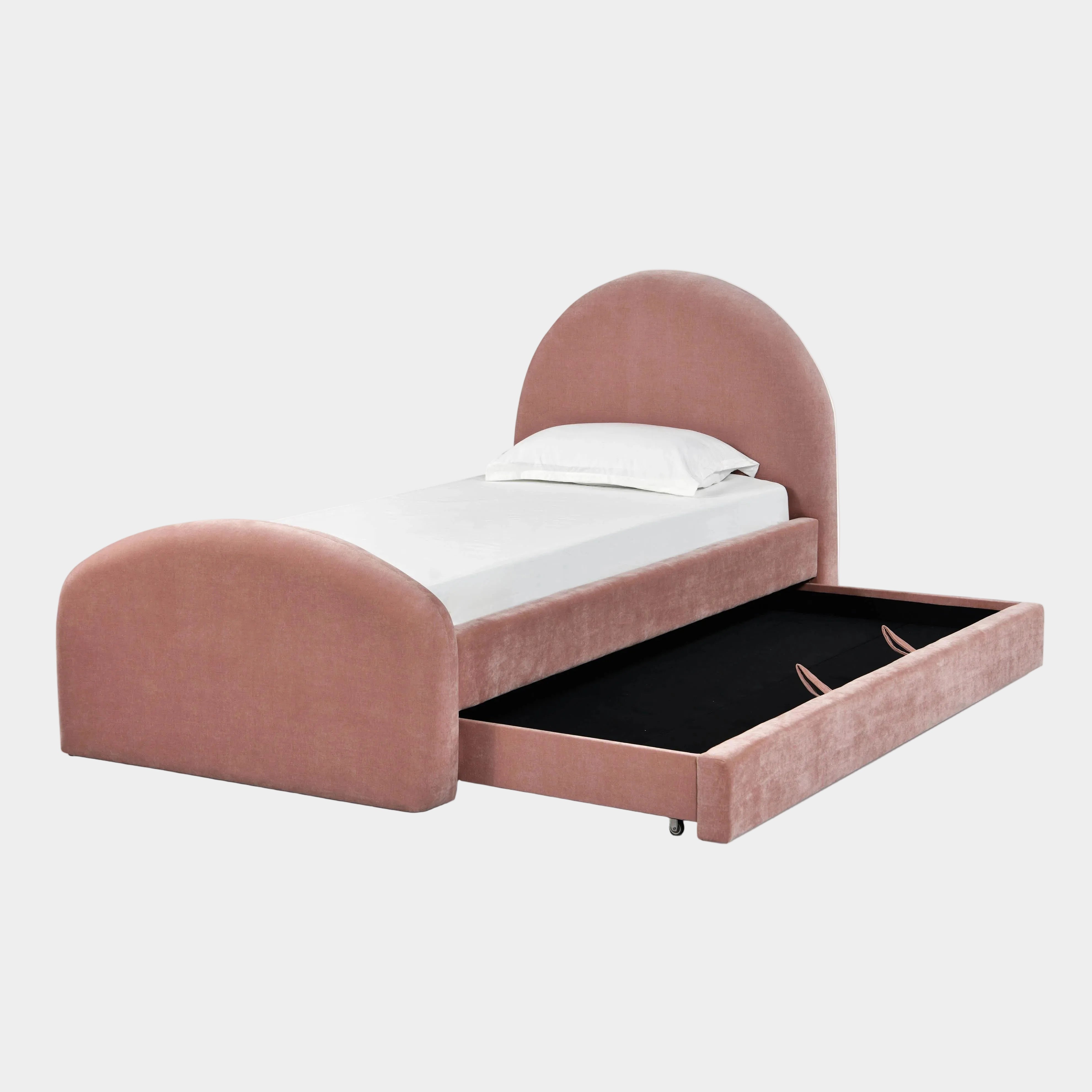 Moon Rose Upcycled Contract-Grade Chenille Twin Trundle Bed