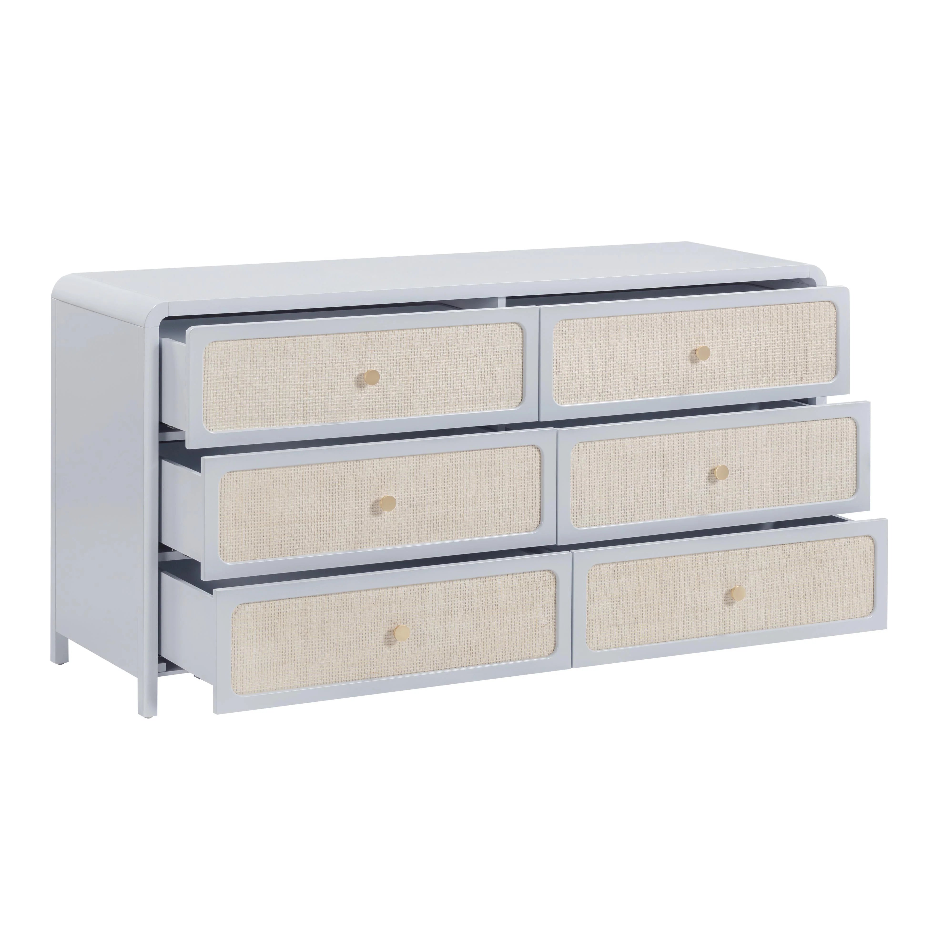 Commode à 6 tiroirs en rotin blanc Patty