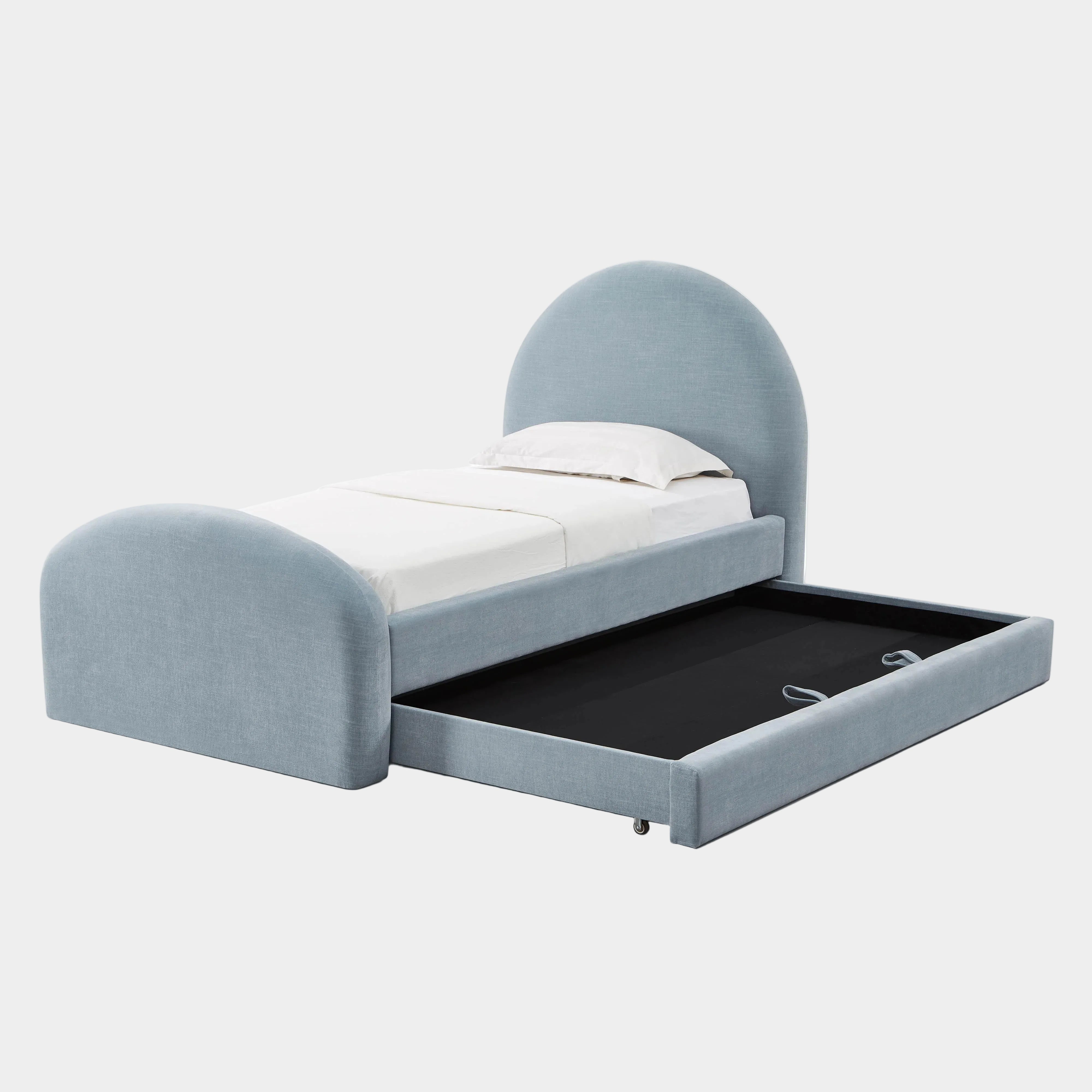Moon Chambray Blue Performance Chenille Twin Trundle Bed