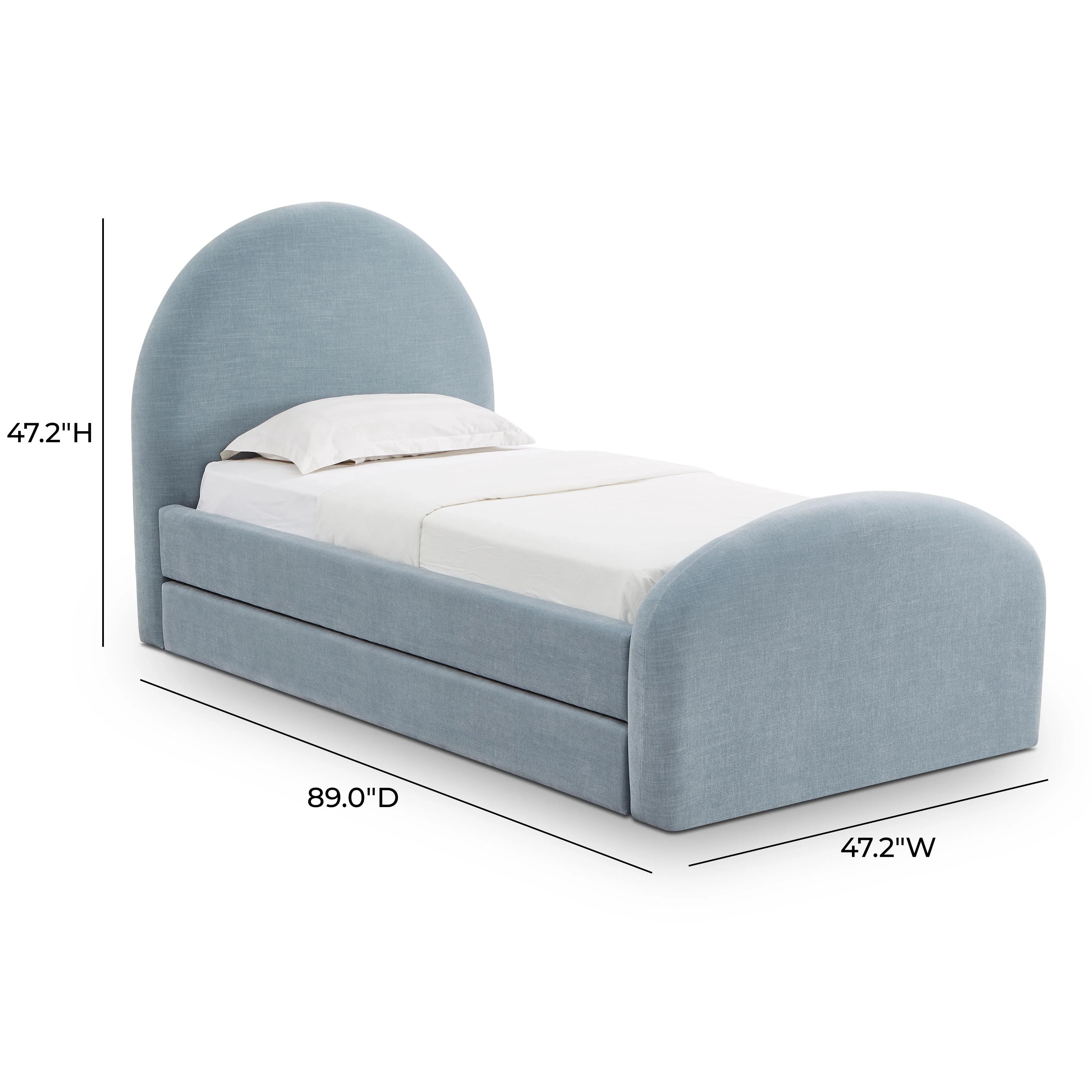Moon Chambray Blue Performance Chenille Twin Trundle Bed