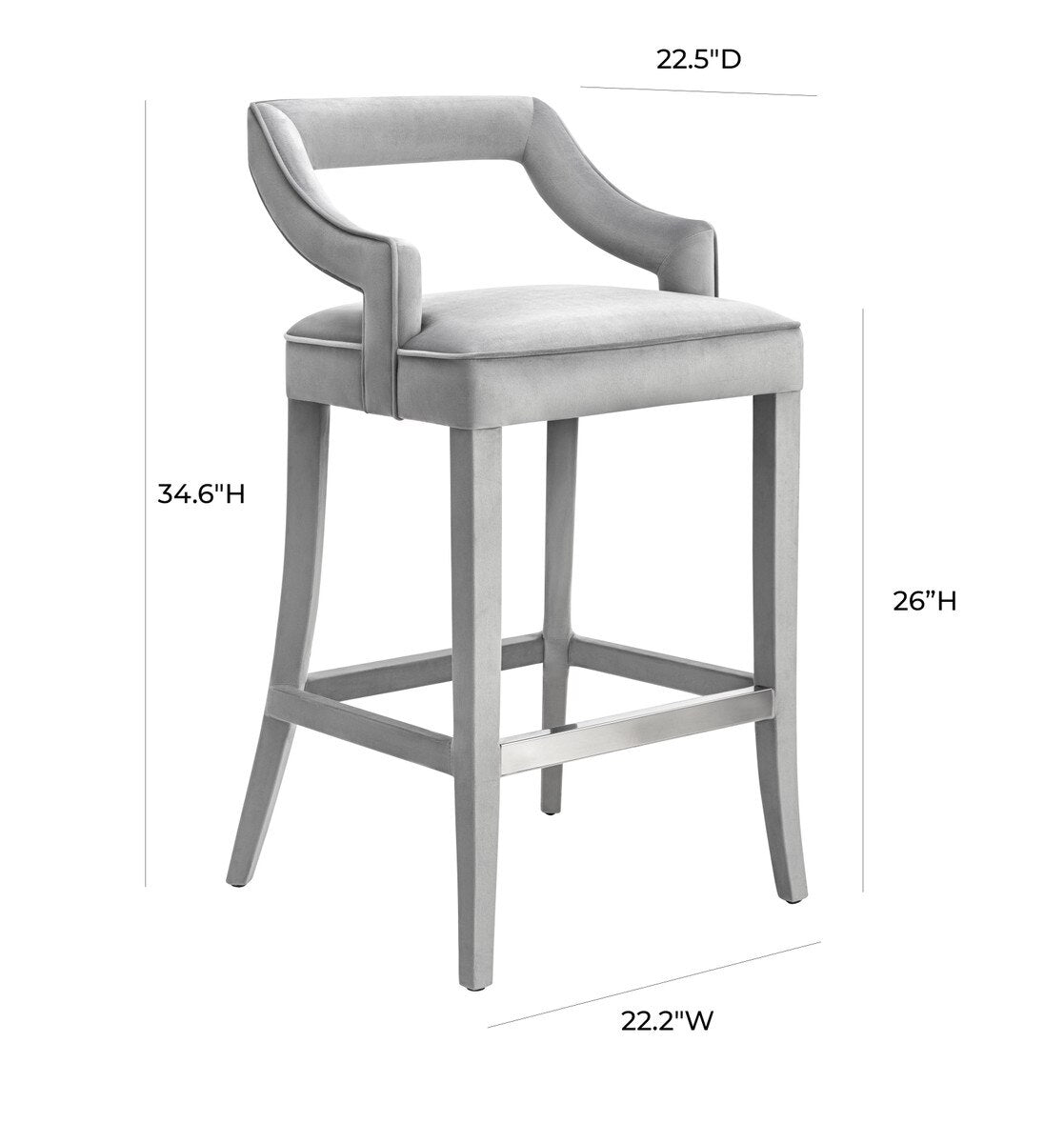 Tabouret de bar en velours gris Tiffany