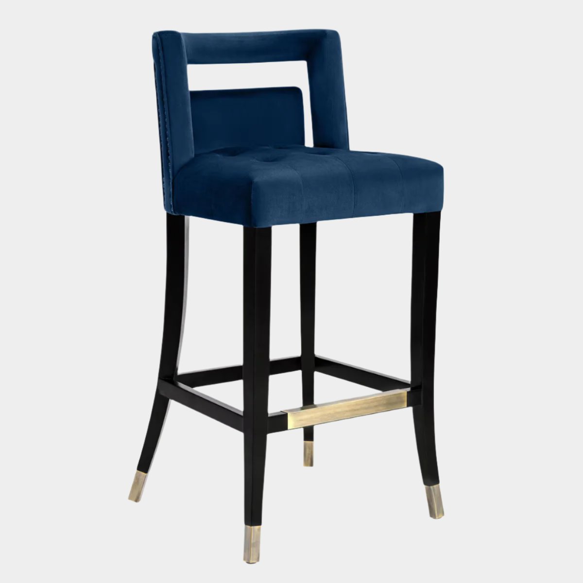 Tabouret de bar en velours bleu marine Hart