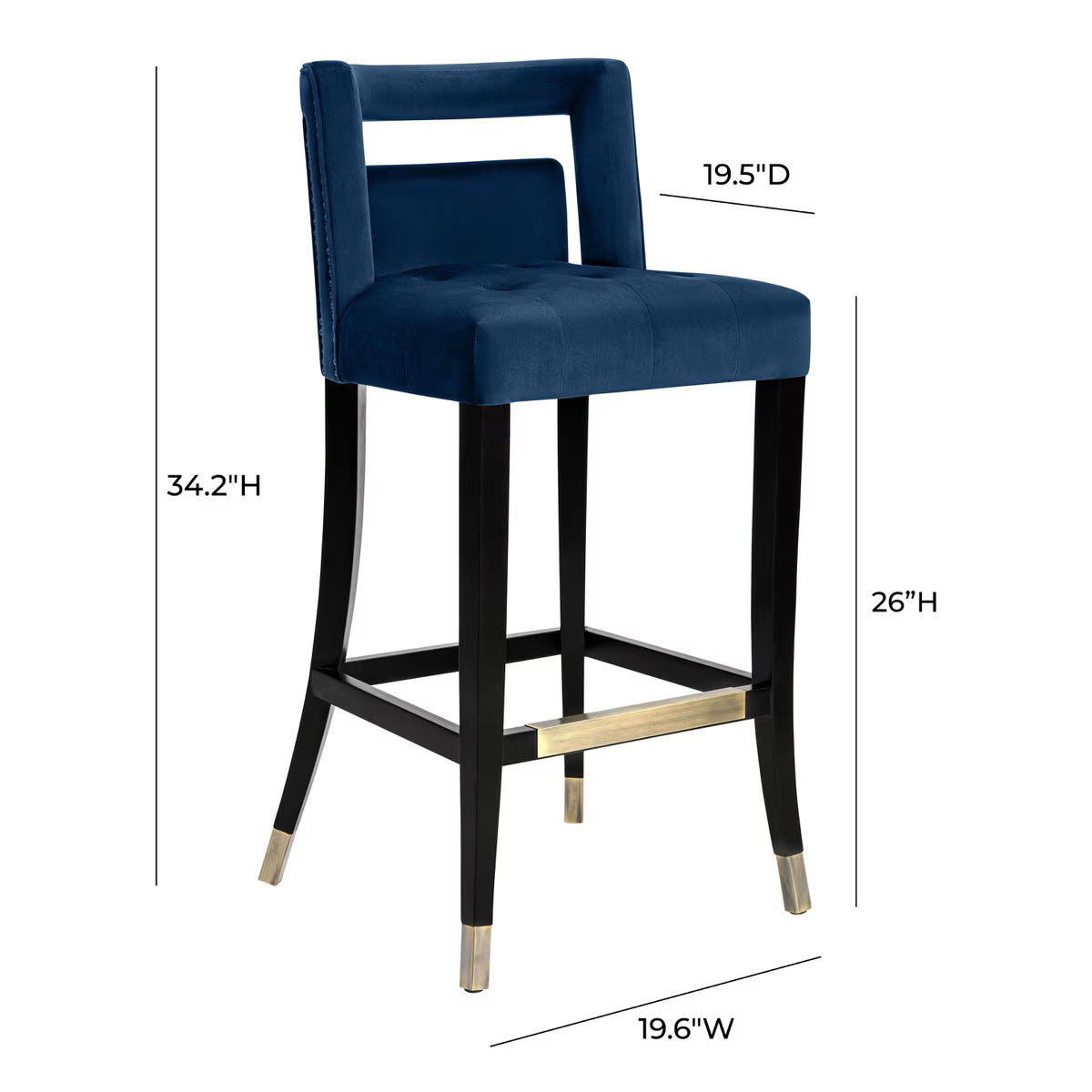 Tabouret de bar en velours bleu marine Hart