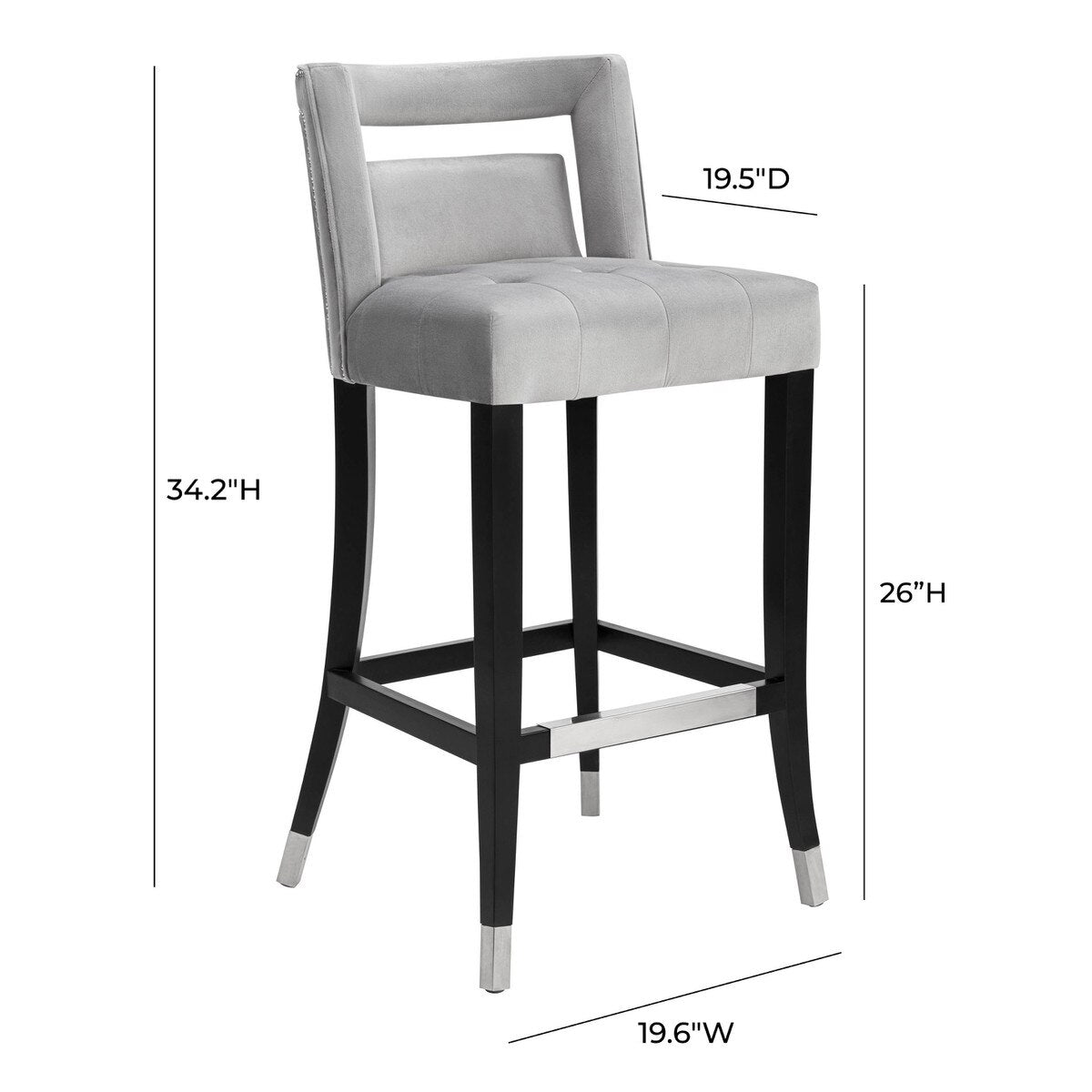 Tabouret de bar en velours gris Hart
