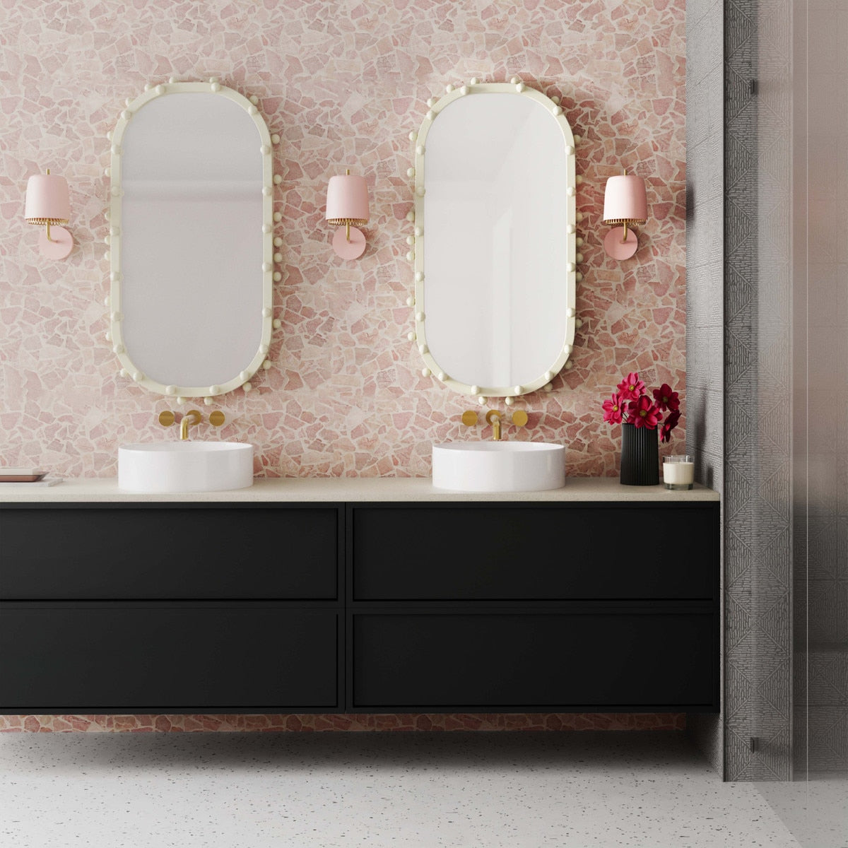 Miroir mural ovale grand format Bubbles Ivory