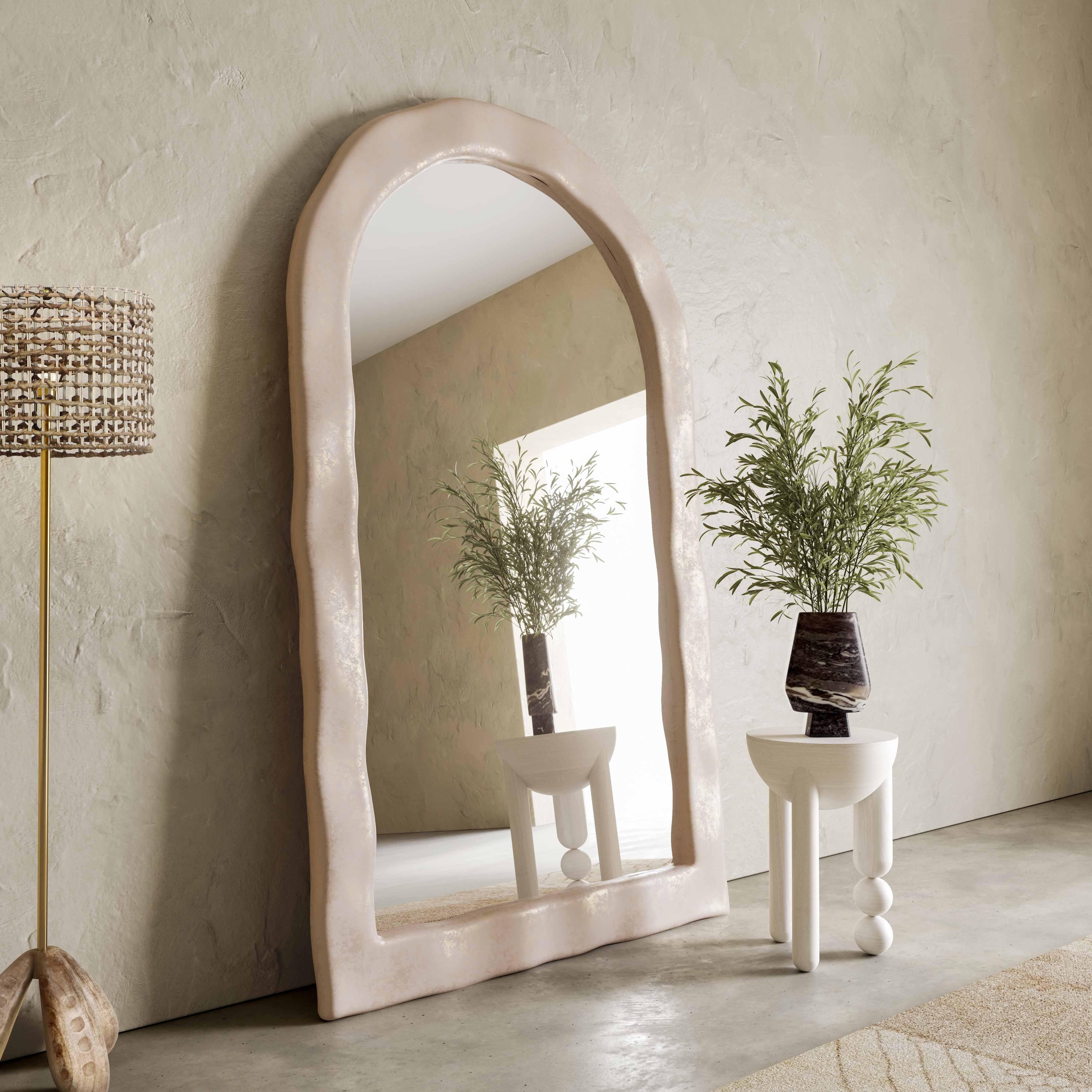 Kaia 48"X79" Cream Textured Floor Mirror