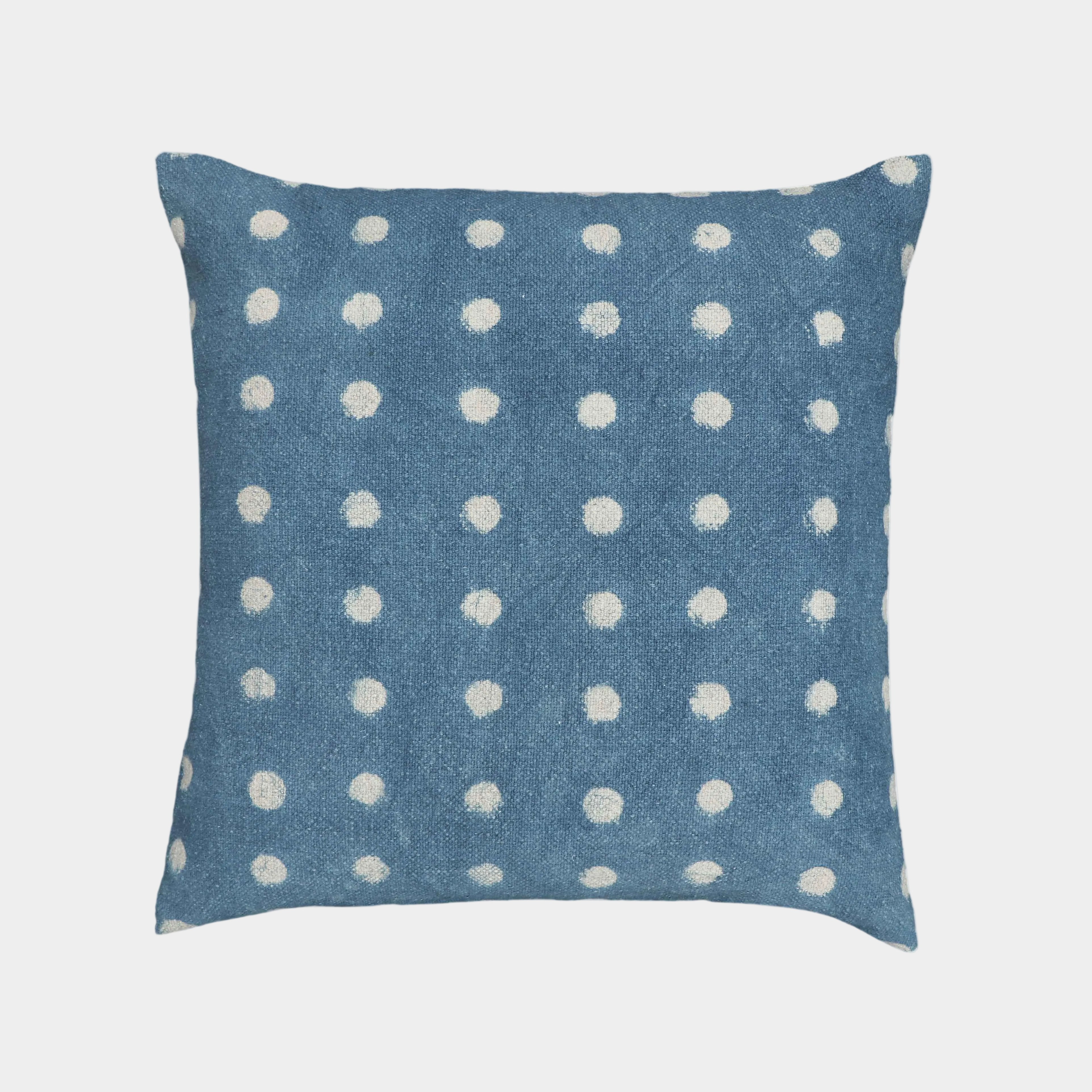 Indigo Dots 20" Cotton Square Throw Pillow Cover