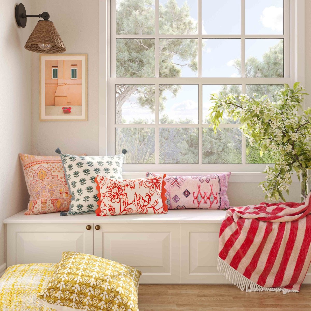 Portia Embroidered Cotton Flex 20" x 12" Accent Cushion