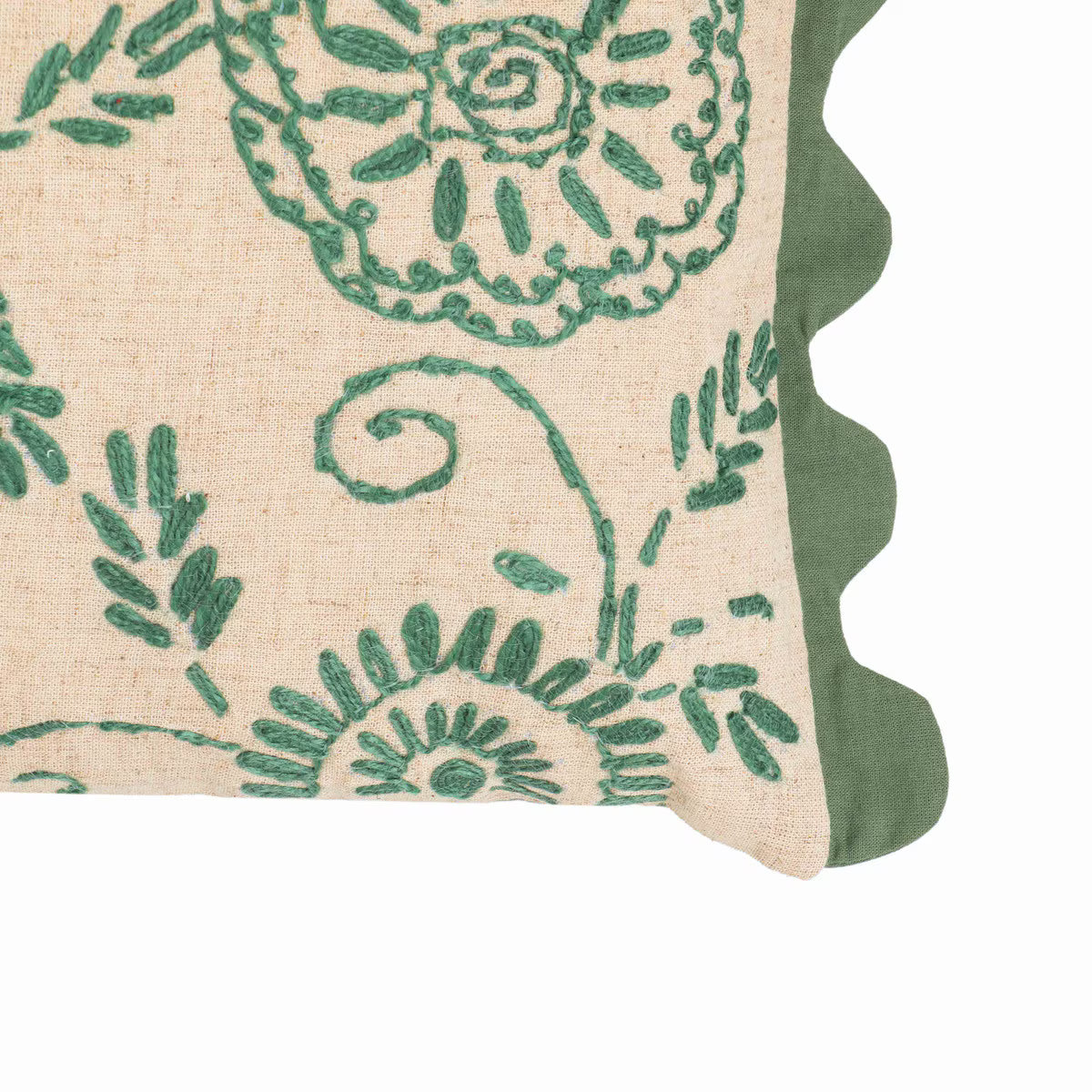 Coussin décoratif en coton brodé orange Portia Flex 20" x 12"