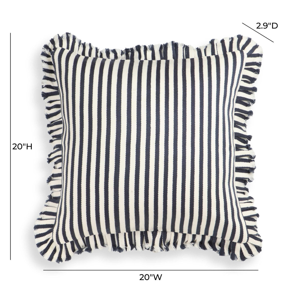 Alessia Striped Ruffle 20" Square Accent Pillow