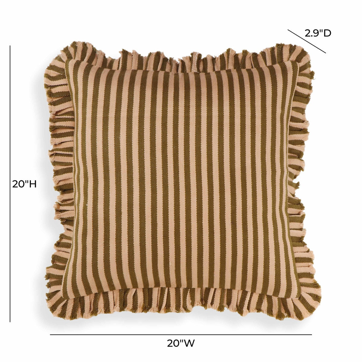 Alessia Striped Ruffle 20" Square Accent Pillow