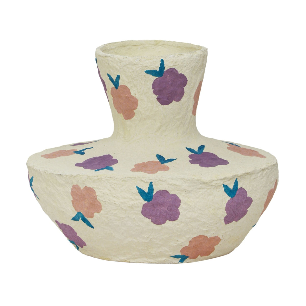 Vase en coton mâché aux fleurs printanières