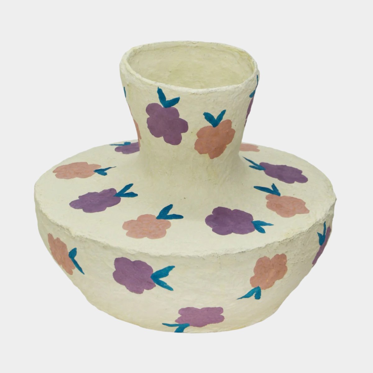 Vase en coton mâché aux fleurs printanières