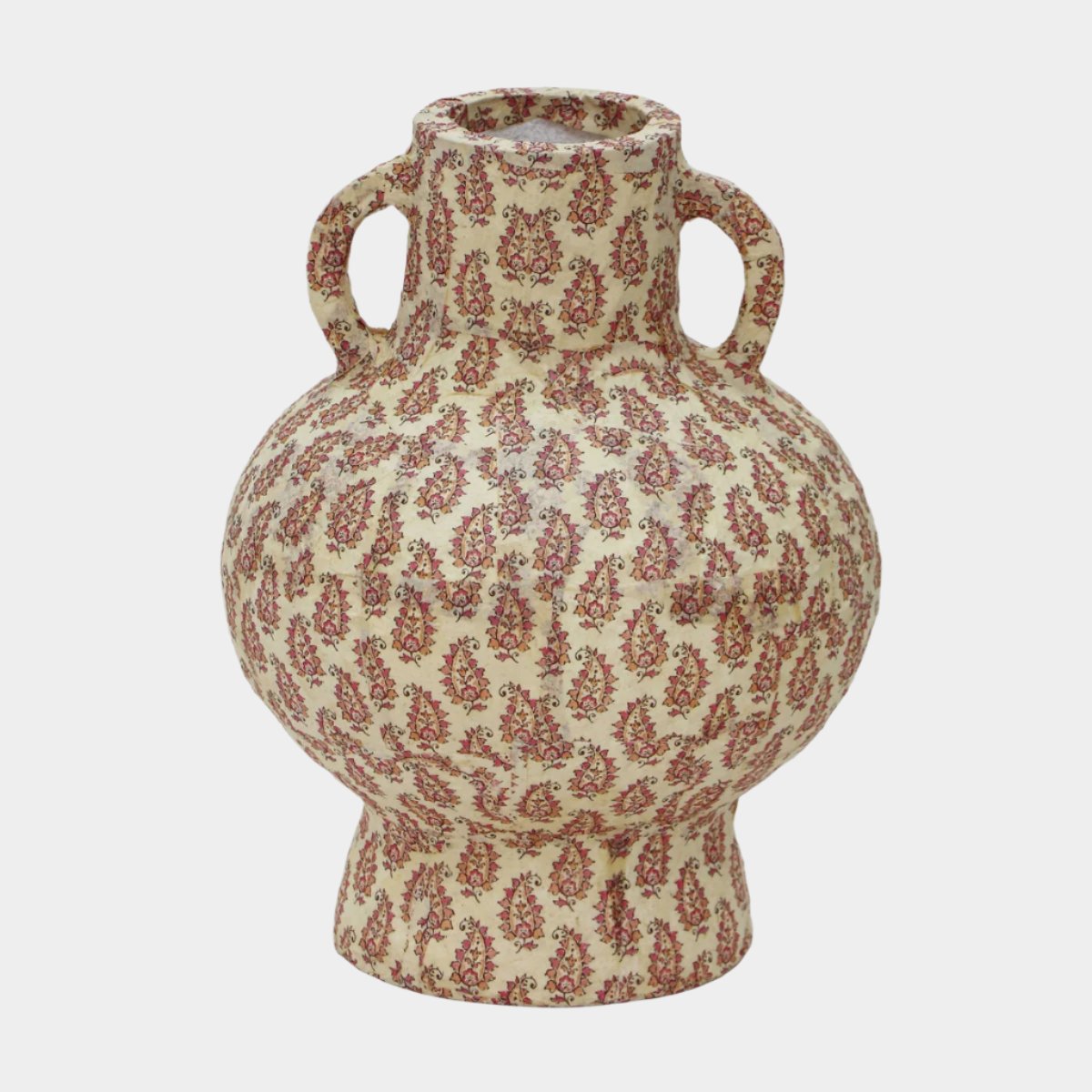 Vase en coton mâché à motif cachemire pêche