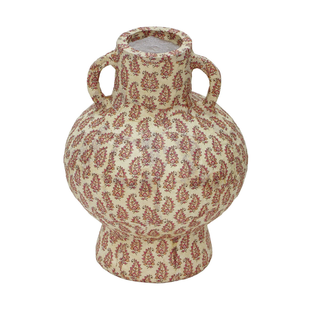 Vase en coton mâché à motif cachemire pêche