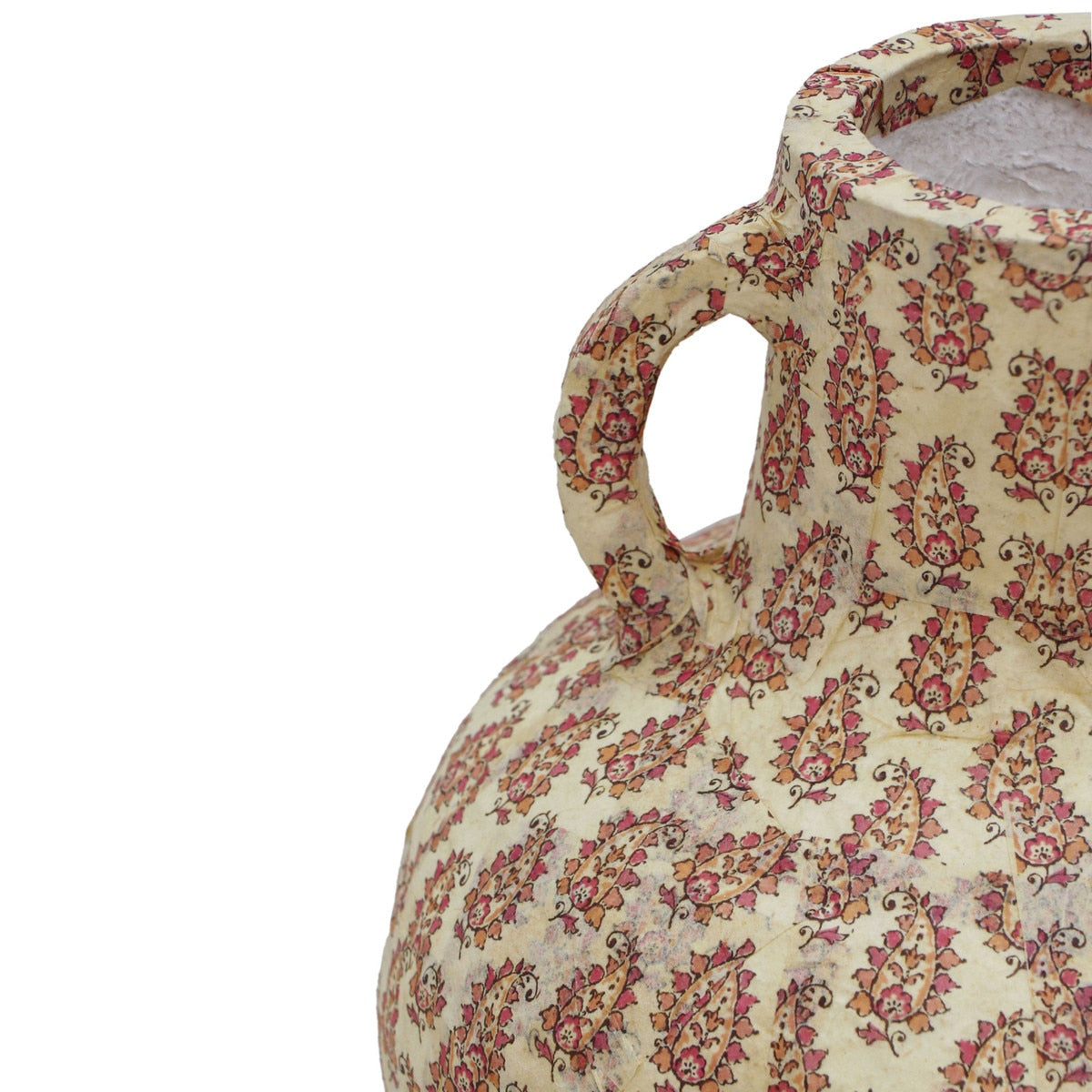 Vase en coton mâché à motif cachemire pêche