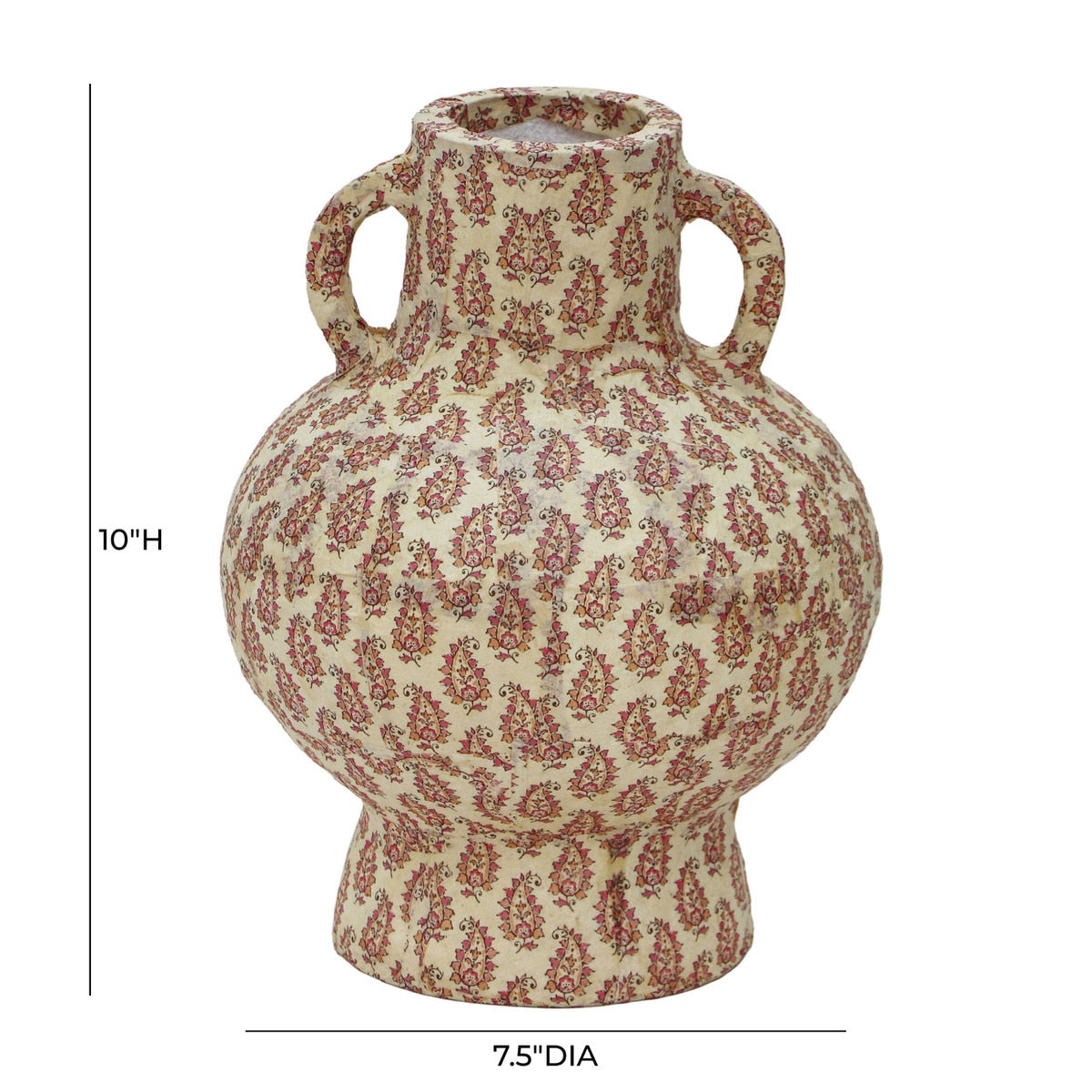 Vase en coton mâché à motif cachemire pêche
