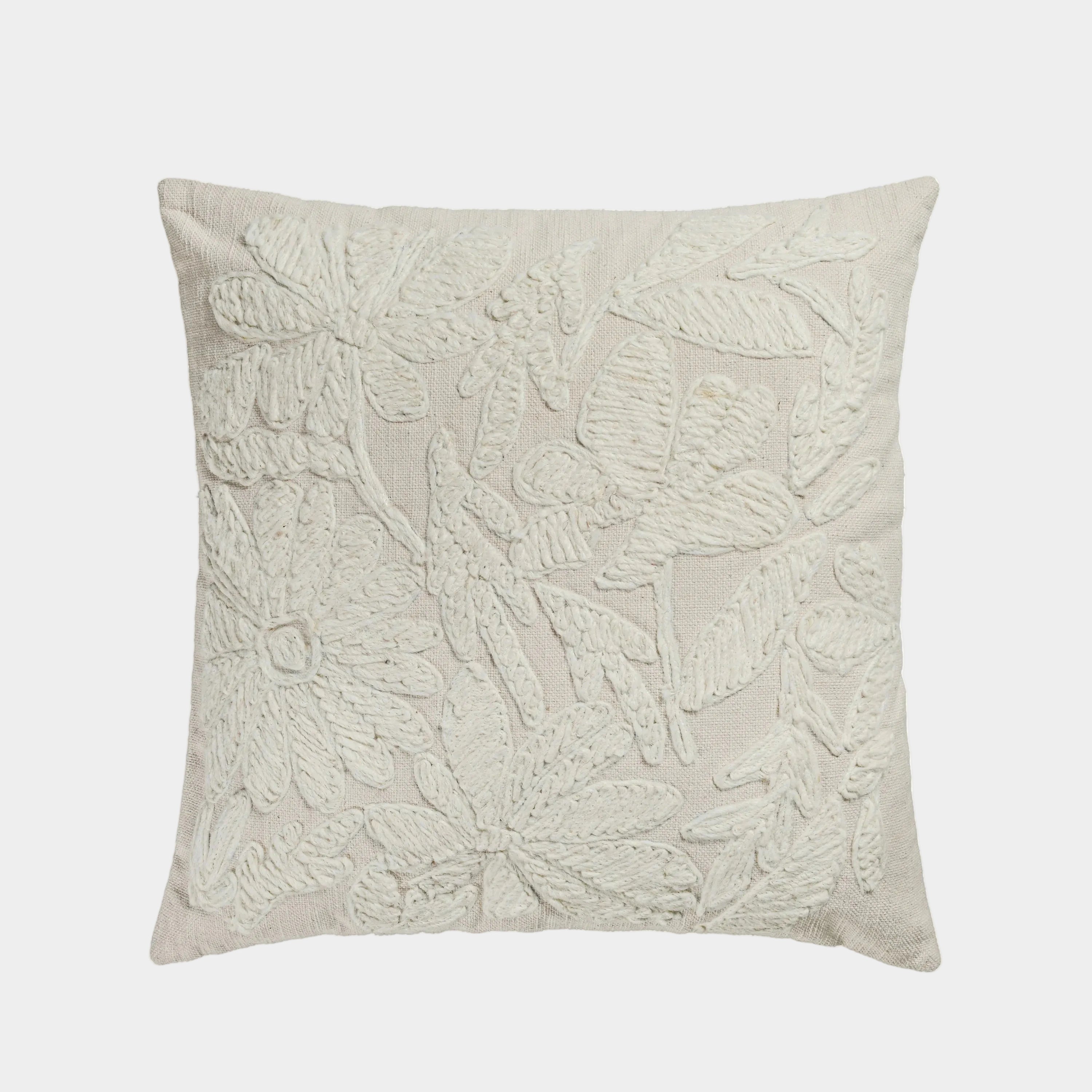 Tabitha 20" Square Embroidered Throw Pillow